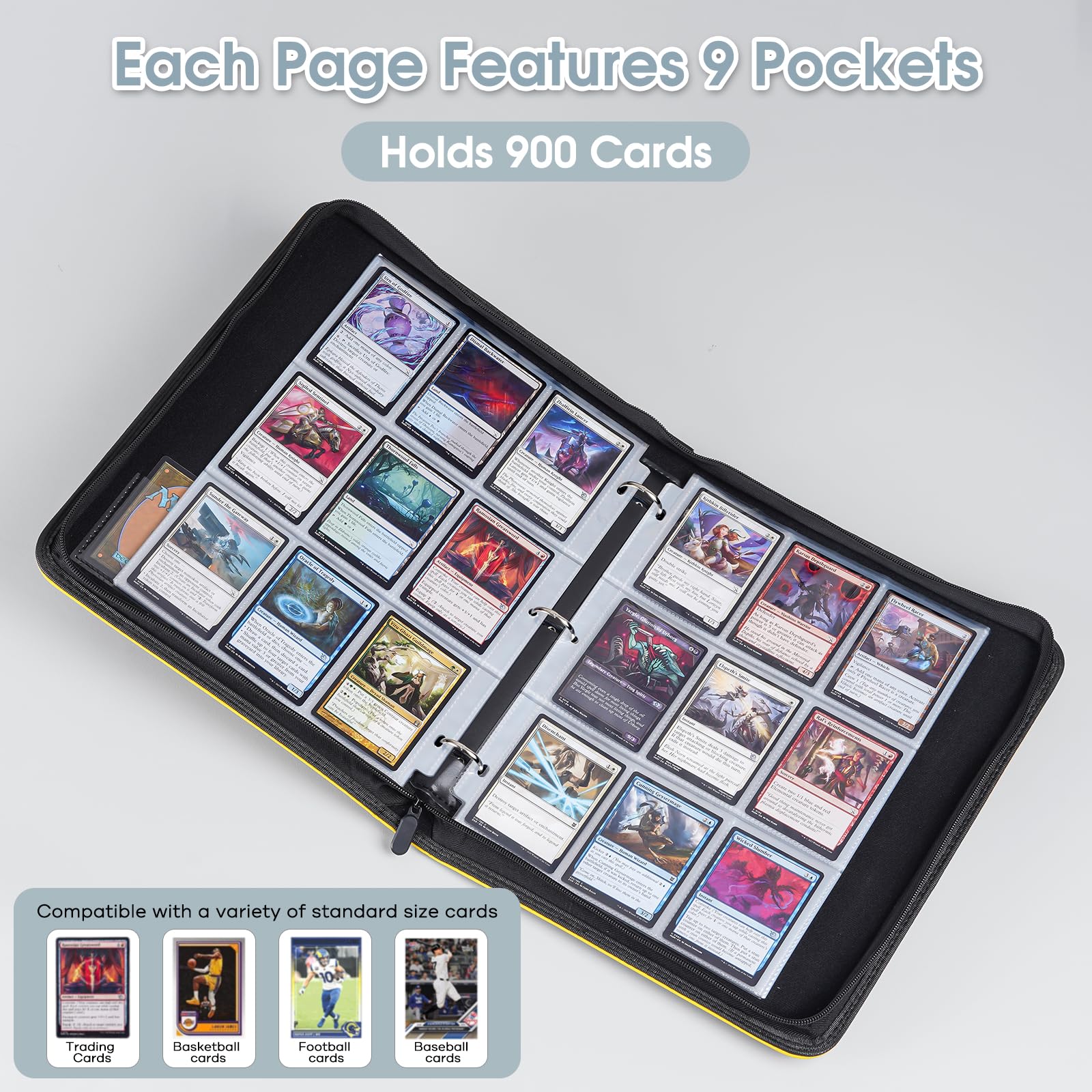 ProCase 900 Pockets Card Binder with Clear Window for Trading Cards 9 Double Sided Pockets Colletction Album Holder with Removable Sleeves for MTG TCG - Image 2
