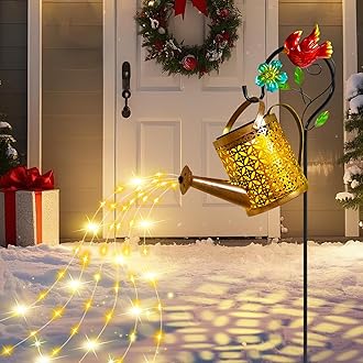 Solar Lanterns Cardinal Granden Decor, Watering Can with Cardinal Shepherd Hook and Cascading Lights, Outdoor Solar Lantern for Garden Yard Decor, Gifts for Women Mom Grandma Birthday, Mothers Day