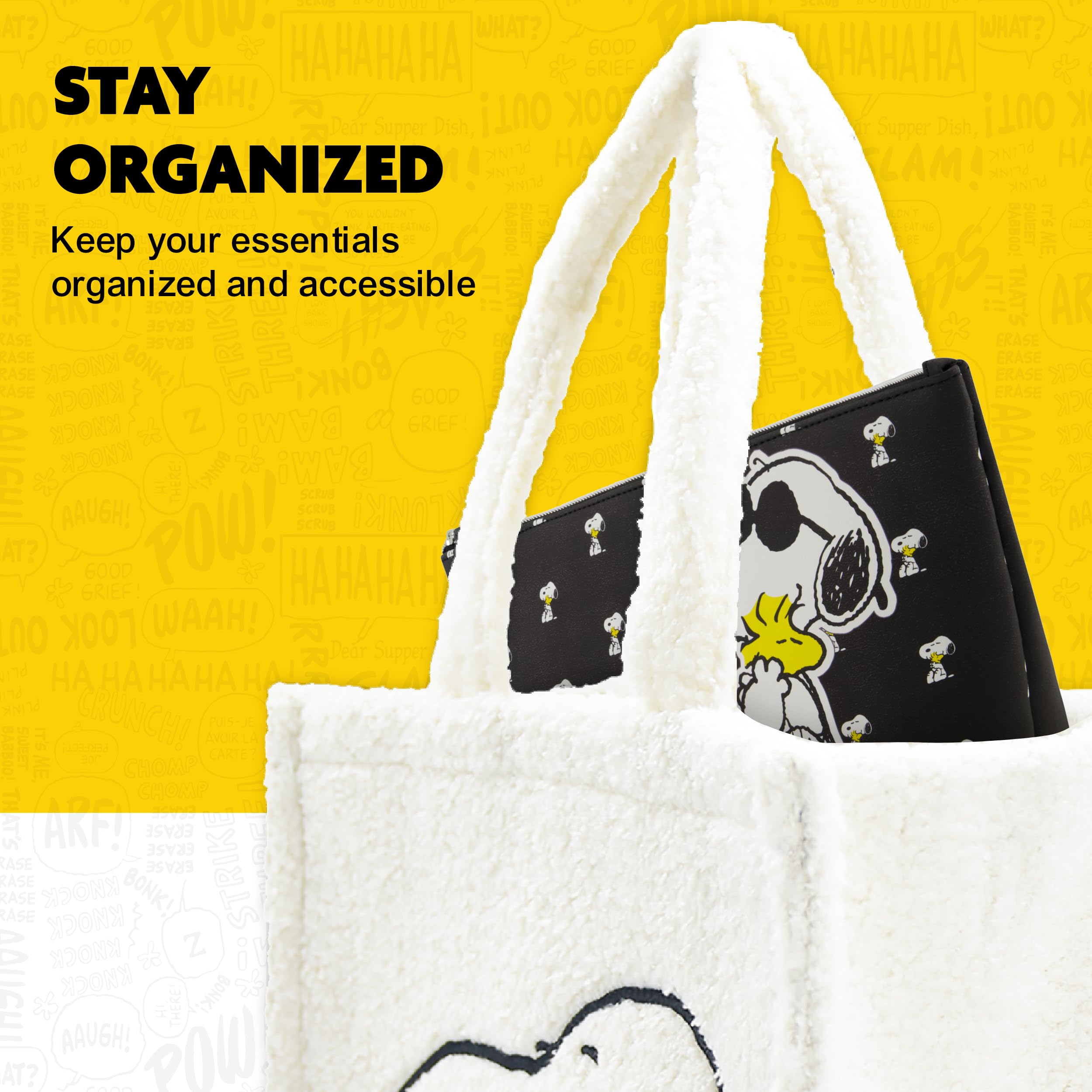Concept One Peanuts Snoopy Damen Make-up-Tasche, Schwarz | Kleine Reise-Kosmetiktasche mit Reißverschluss