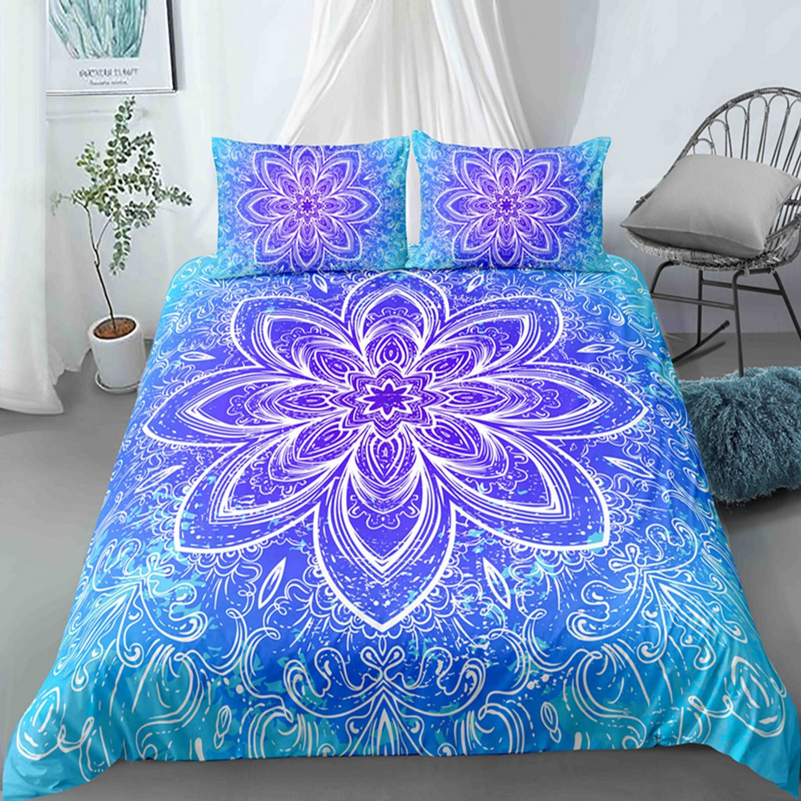 Copripiumino King 240X220 Cm Fiori Colorati Delle Piante Con 2 Federe 3D Stampato Biancheria Da Letto Set Trapunta Caso Bambini Adolescenti Microfibra Chiusura A Cerniera Adulti Bambini 3Ps Set Copri
