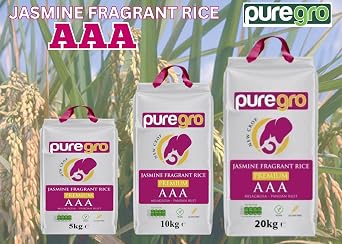 Puregro AAA Premium Jasmine Fragrant Rice 10kg, (Pack of 1)