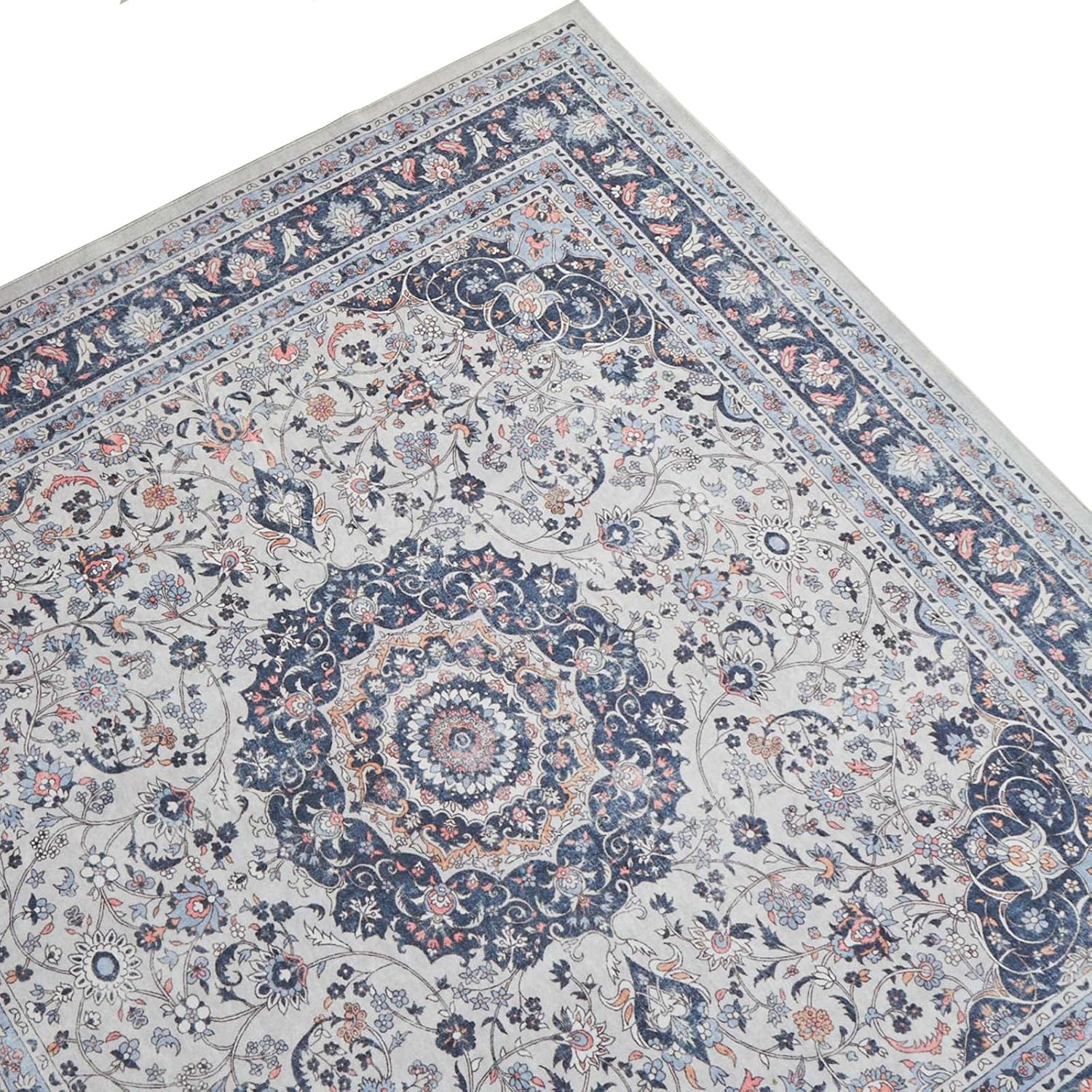 Amazon | グラムスタイル ペルシャ風 ラグ カーペット 1.5畳 130x190cm 洗える 滑り止め付 床暖房対応 シュペルホワイト ...