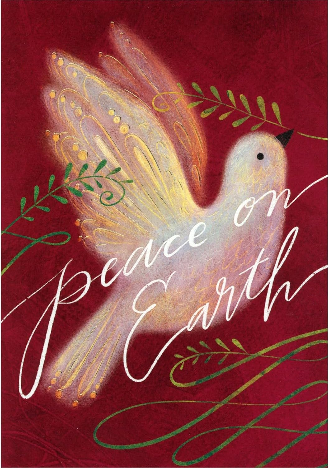 Designer Greetings Peace on Earth : Dove on Reddish Brown Box of 15 Christmas Cards