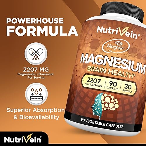 Miniatura 4 de Nutrivein Paquete de suplementos de L-treonato de magnesio y berberina premium berberina HCL de alta absorción + par de suplementos de treonato de