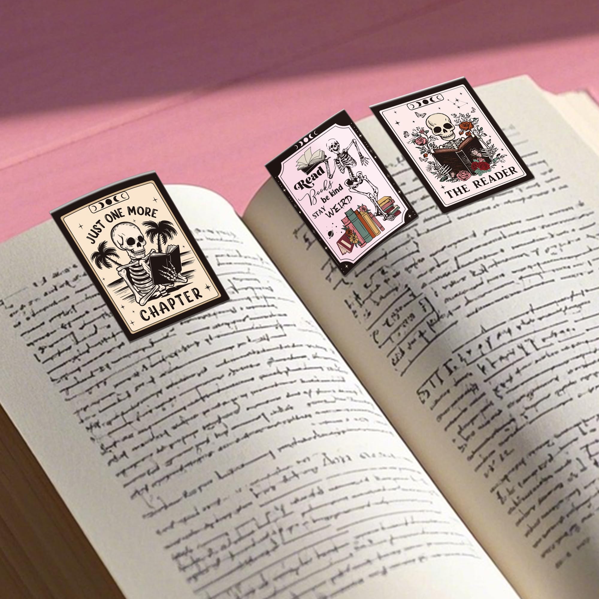 Gothic Skeleton Magnetic Bookmarks: 8 Pcs Funny Skull Book Mark for Book Lovers Horror Marker Clips Gifts for Reading Women School Office Supplies - Image 4