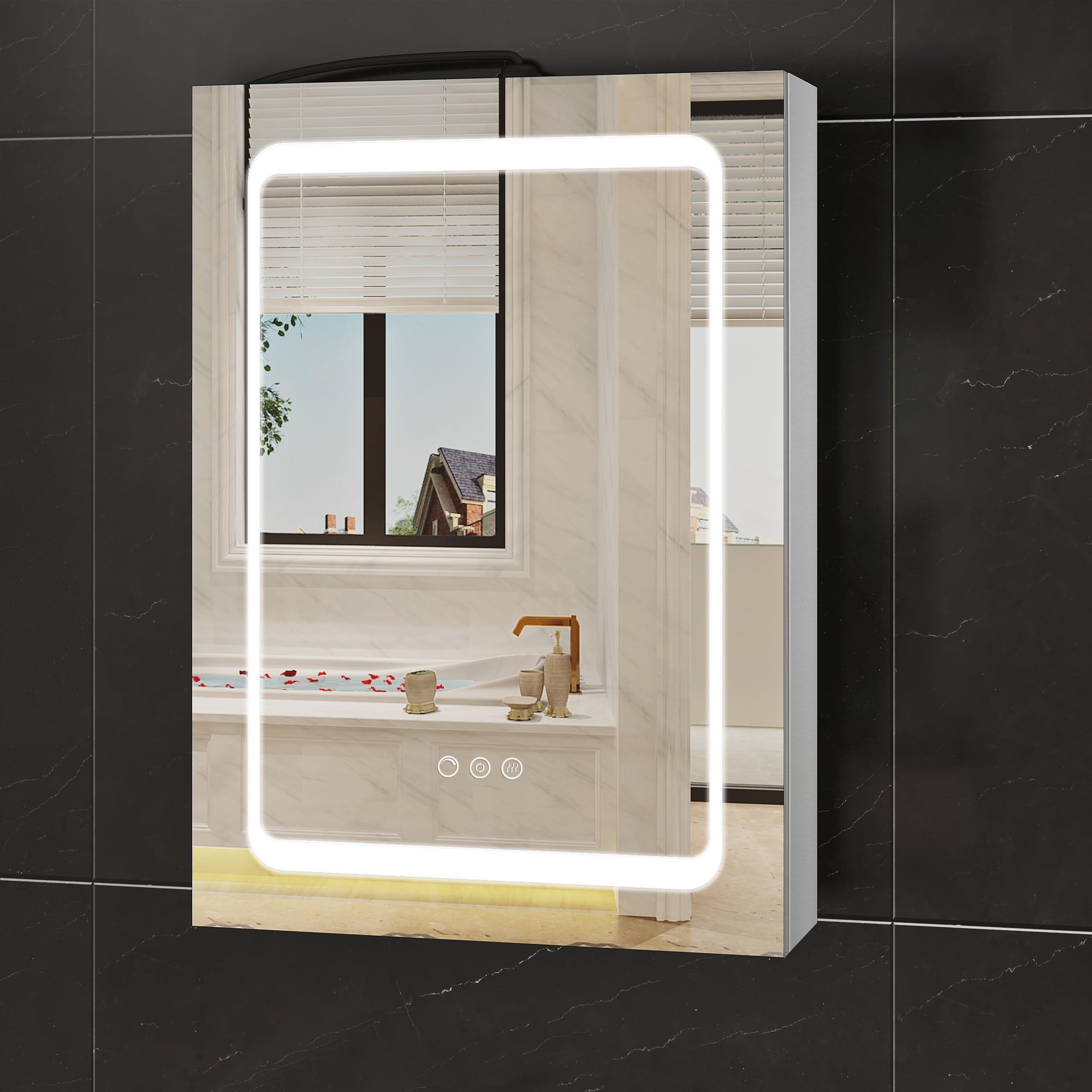 EUGAD Armoire de Salle de Bain avec Miroir, Armoire de Toilette Miroir