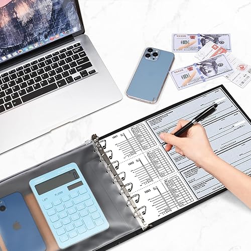 Miniatura 6 de Carpeta de 7 anillas, soporte para chequeras de negocios de 3 en una página, capacidad para 500 cheques, con organizador de calendario 2017-2021,