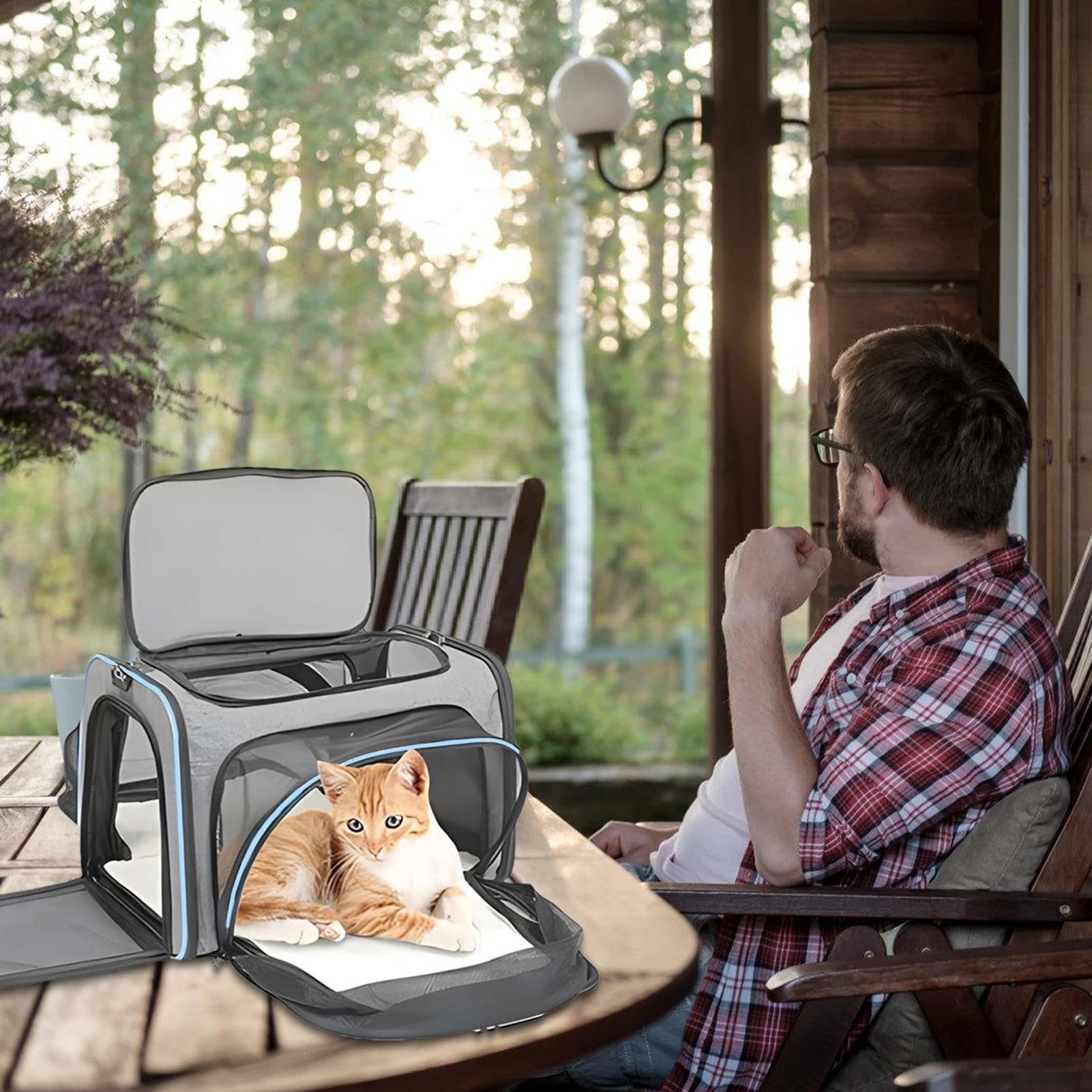 Borsa per il trasporto per gatti, in rete, pieghevole, zaino per animali | domestici, borsa per cani di lunga durata, portatile, per camminare, , vita quotidiana, per attività all'aperto, viagg