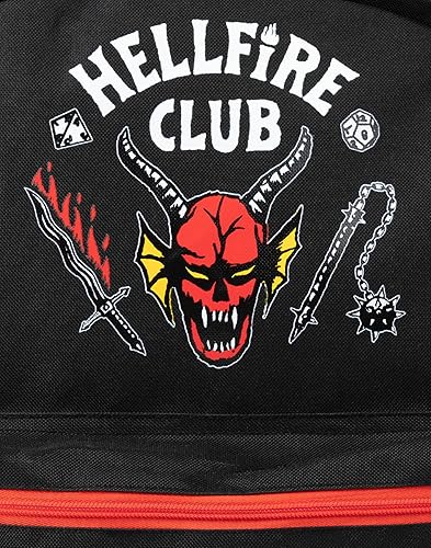 Miniatura 6 de Stranger Things Mochila Hellfire Club Mochila negra con correas ajustables Mochila escolar organizada serie Netflix, Negro -, Mochilas de mochila