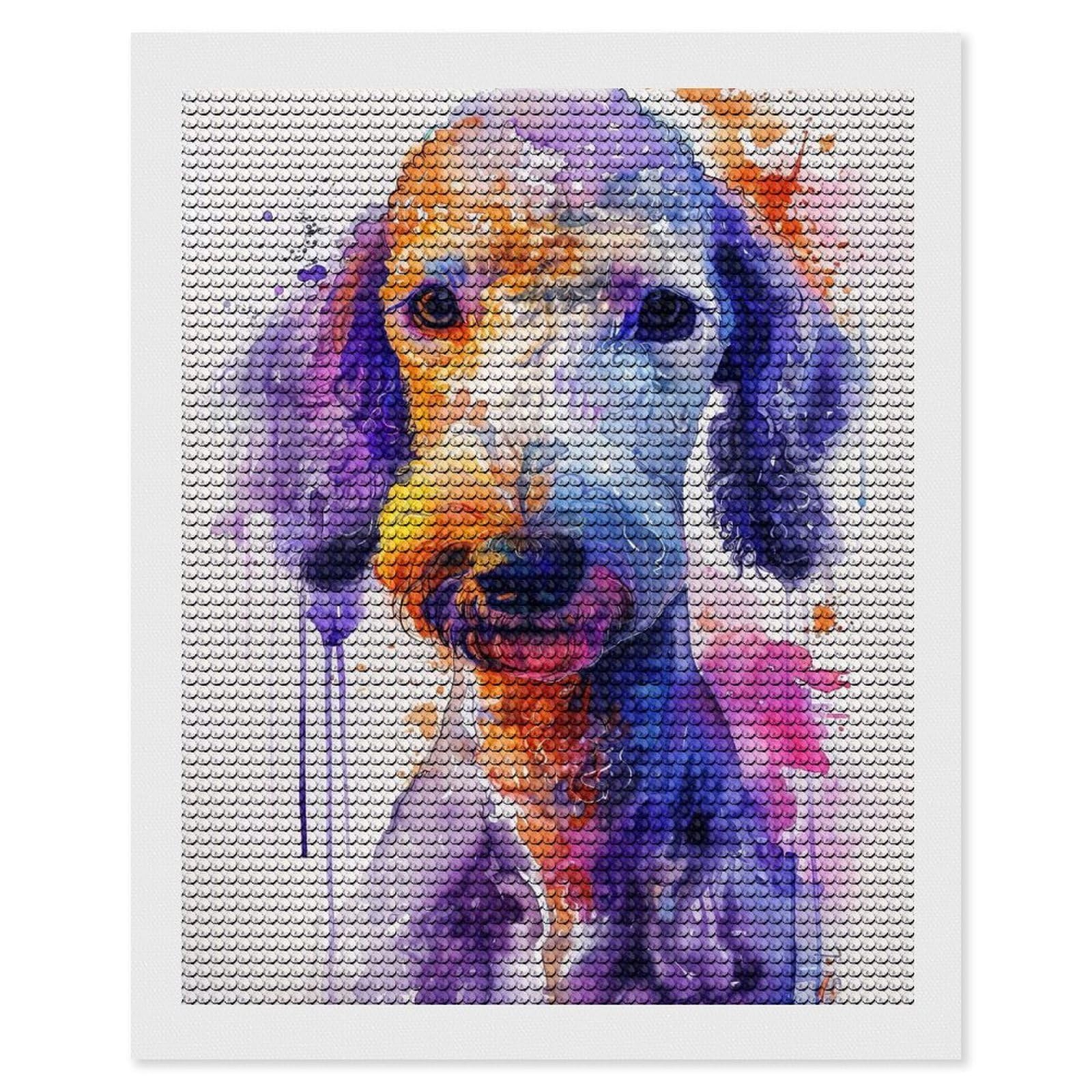 Junmoney Bedlington Terrier Diamond Painting Canvas Kit 16"x20", Leisure Activity, Aesthetic Room Decor, with Tool Kit, DIY, Gift