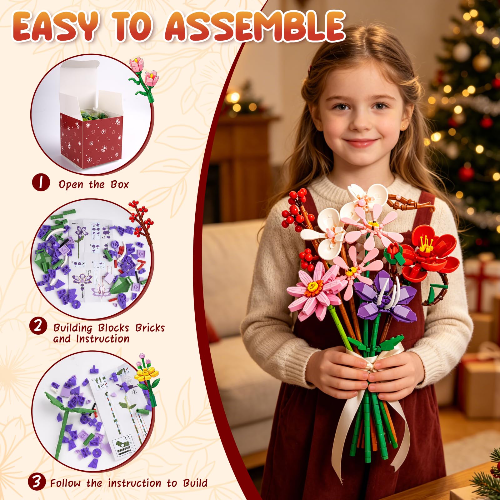 Calendario dell'Avvento 2026 con bouquet di fiori Botanicals, calendario natalizio con 24 fiori artificiali, kit per il fai da te, regalo di Natale, San Valentino, compleanno, per moglie/fidanzata
