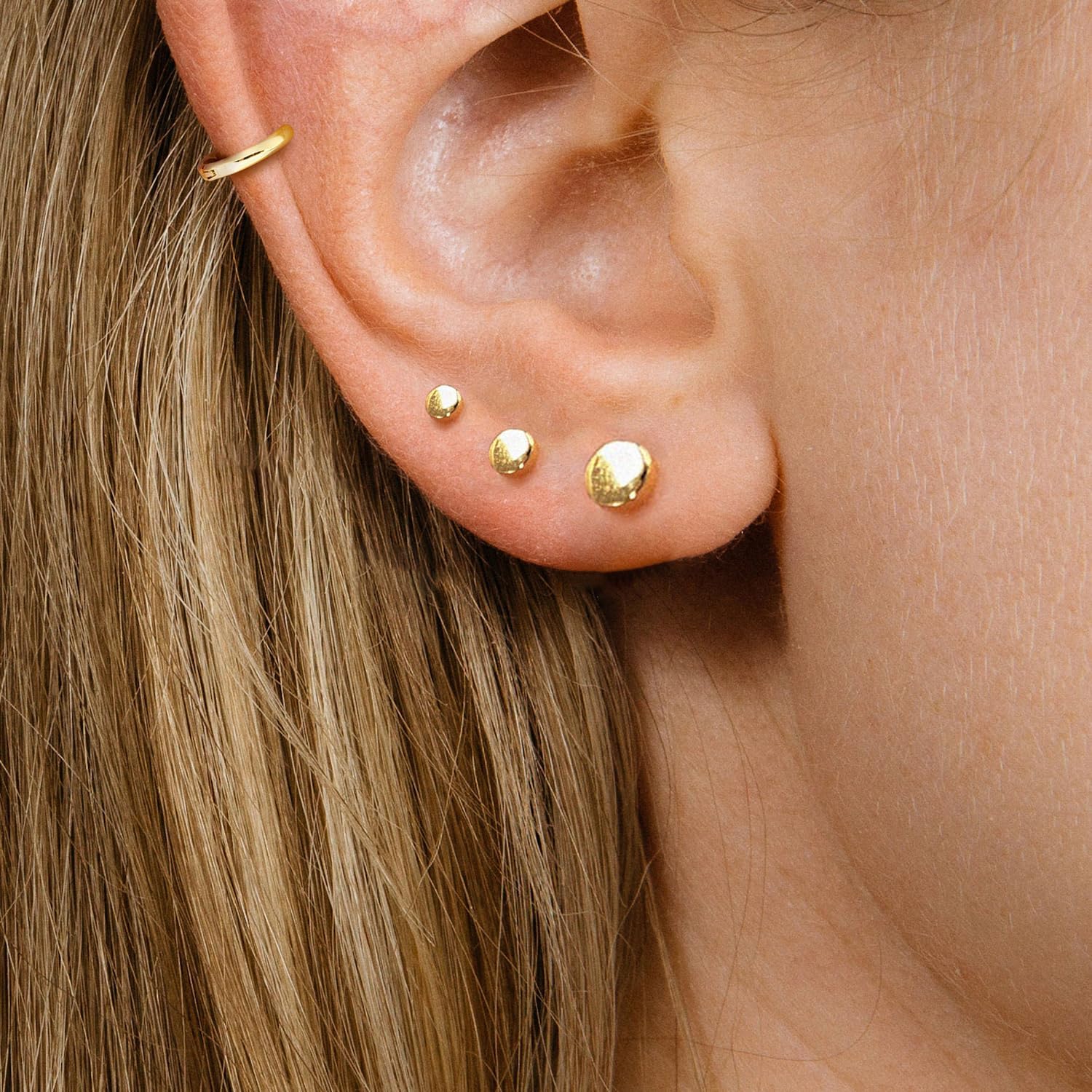 Stud Earrings-14k Gold/White Gold Plated Tiny Snake Cz Flower Cartilage Stud Earrings Dot Stud Earrings Stacks Earrings Set for Women - Image 3