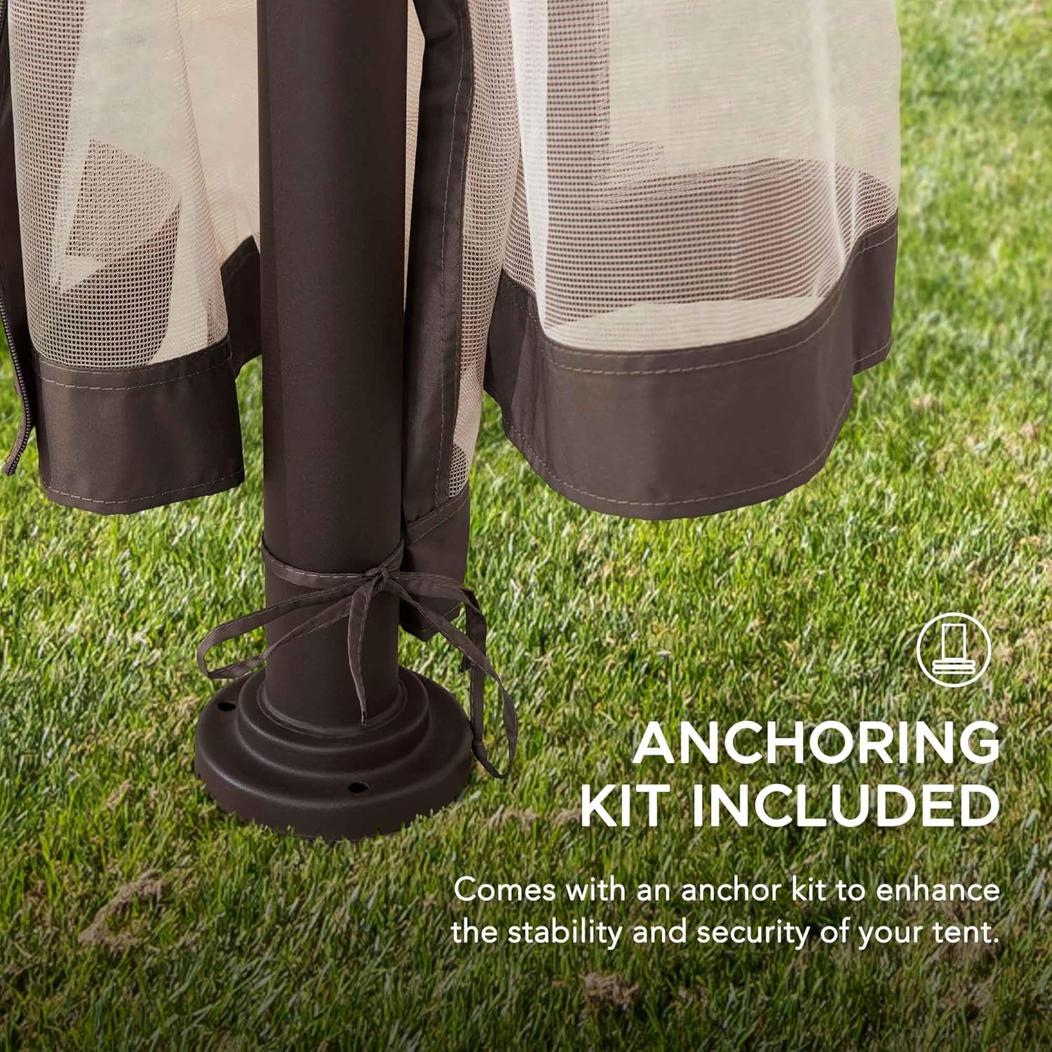 View of the gazebo's interior ceiling, showing the central hook for hanging lights or decorations.