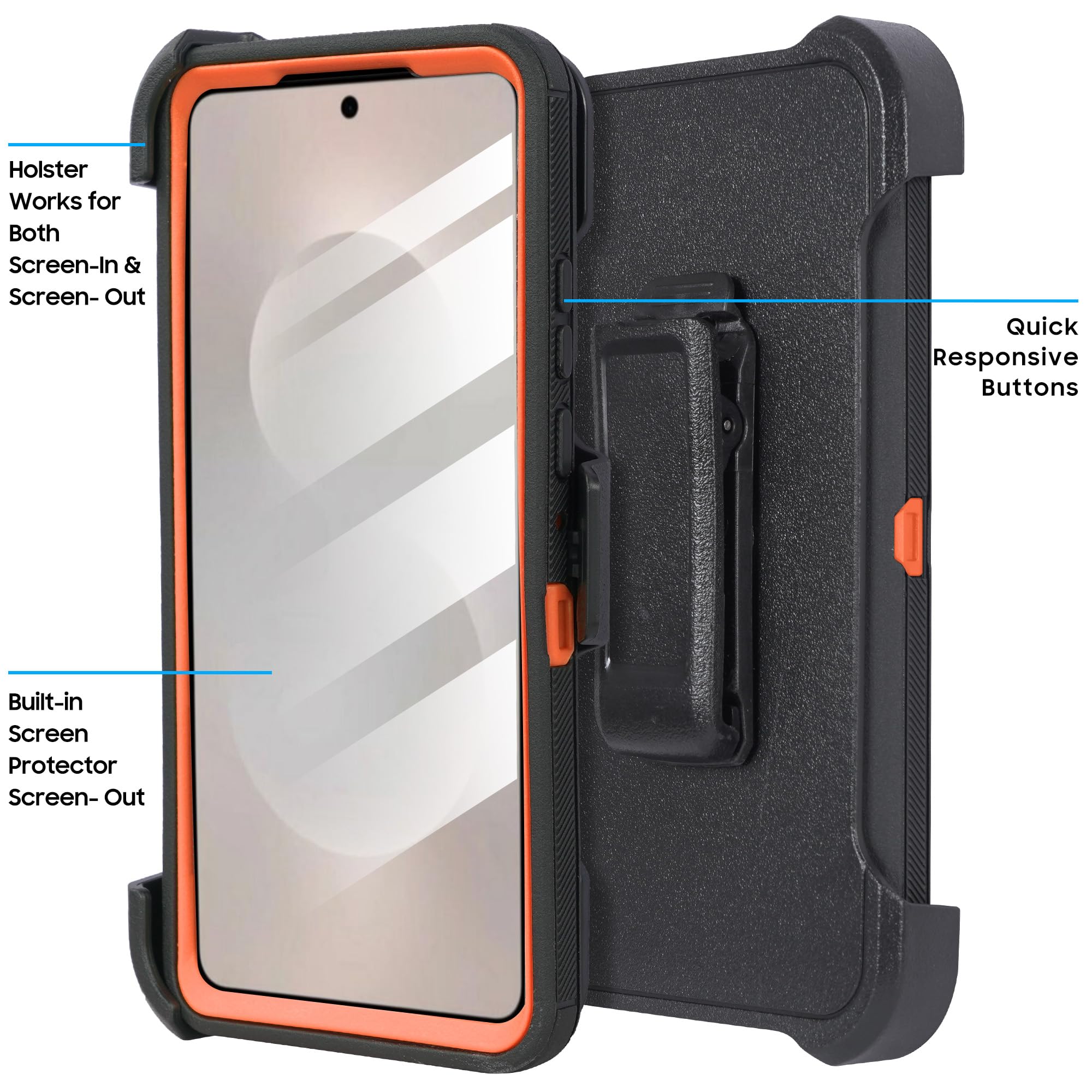 Funda compatible con Samsung Galaxy S26 Plus con protector de pantalla integrado, funda de clip para cinturón, resistente a los golpes, cubierta resistente de cuerpo completo, camuflaje