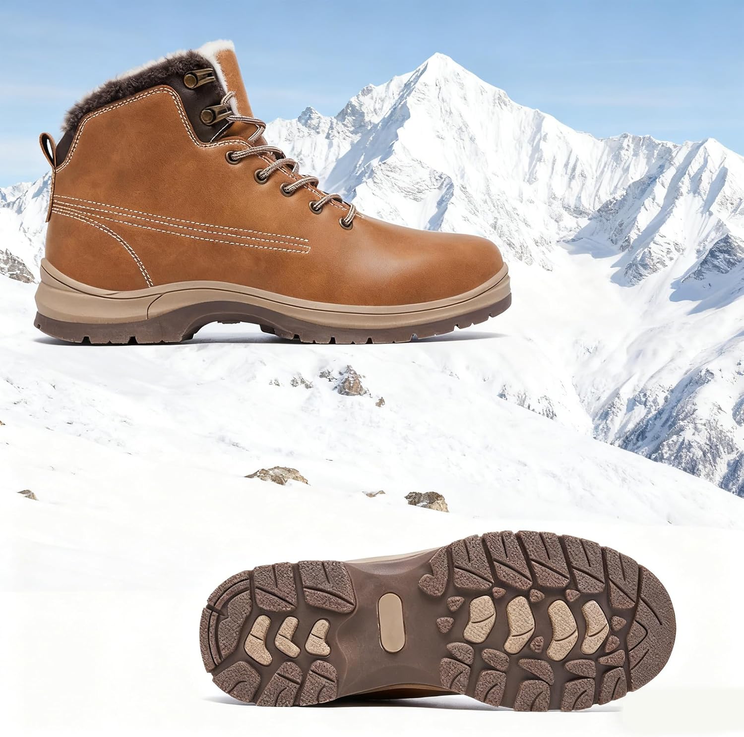 Men's Winter Warm Snow Boots Fur Lined Anti Slip Shoes Fashion Lightweight Water Resistant Non-slip Outdoor Work Ankle Boot - Image 6