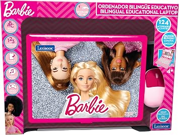 Lexibook, Barbie Educational Laptop for Kids, JC598BBi2 | English/Spanish, 124 activities, Learning games and music & games