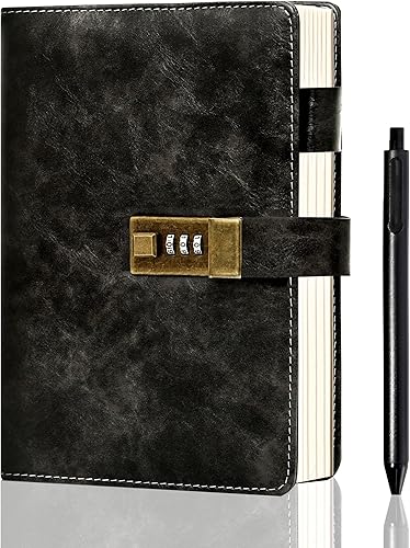 CAGIE Diario con cerradura, diario impermeable con candado para hombres y mujeres, 192 páginas, diario cerrado con bolígrafo y caja de regalo,