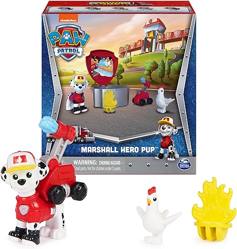 Paw Patrol - Set Be The Hero Marshall para juego de rol con sombrero y lanzador de muñeca para niños de 3 años en adelante