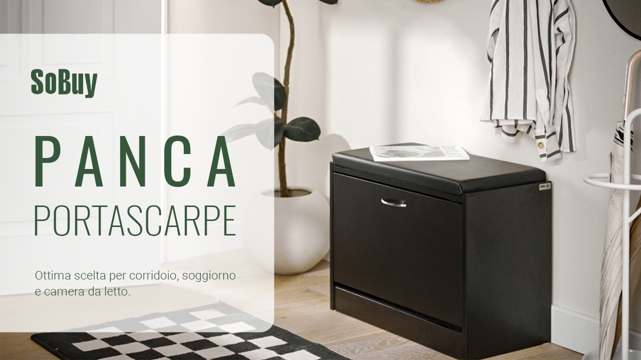 Panca Scarpiera con Sedile Cuscino, Scarpiera con Cassetto Ribaltabile