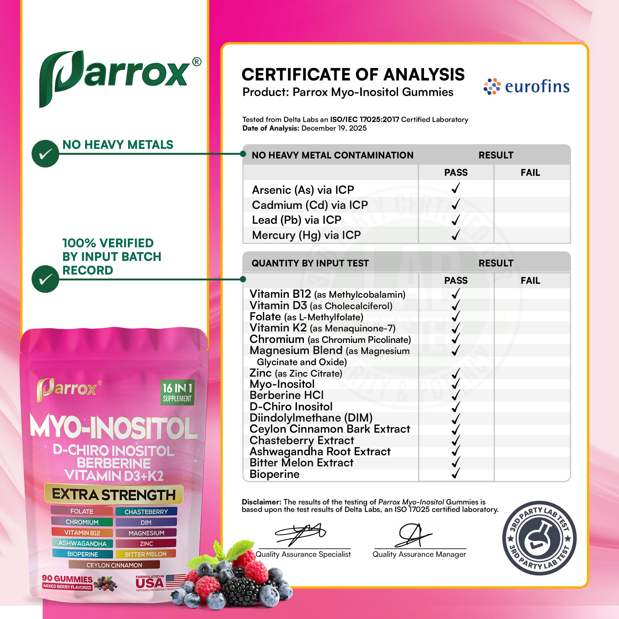 Myo-Inositol & D-Chiro Inositol Gummies, Berberine, Mixed Berry, 90 Count — Amazon image 9
