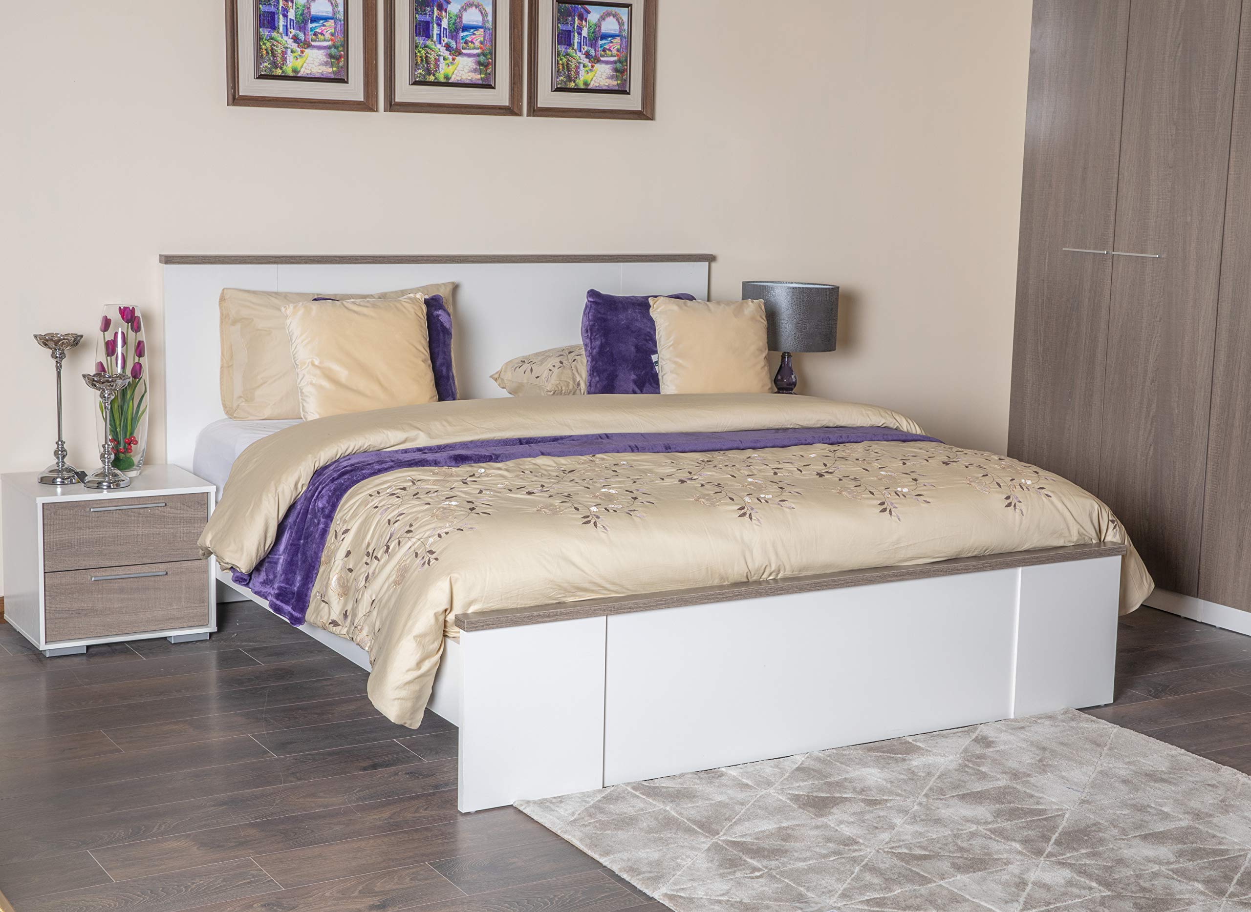 Danube Home Thomas King Bed, White - 189 x 209 x 105.5 cm