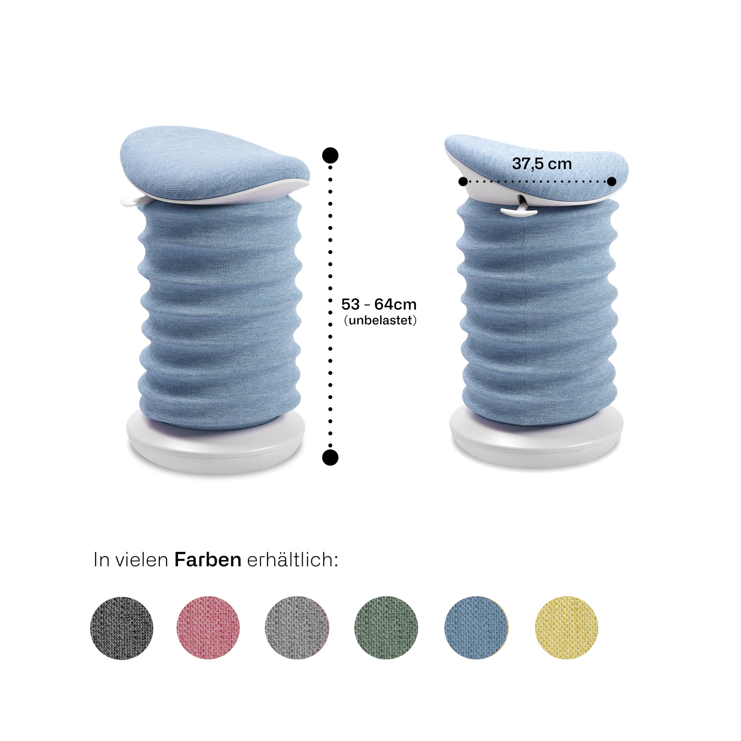 TOPSTAR | Hocker Sitness 4D | Sitz-HxB 530-640 x 375 mm | grau | Made in Germany | Ergonomisch | Bürohocker, Rollhocker | höhenverstellbar | Geprüfte Sicherheit nach GS-Intertek