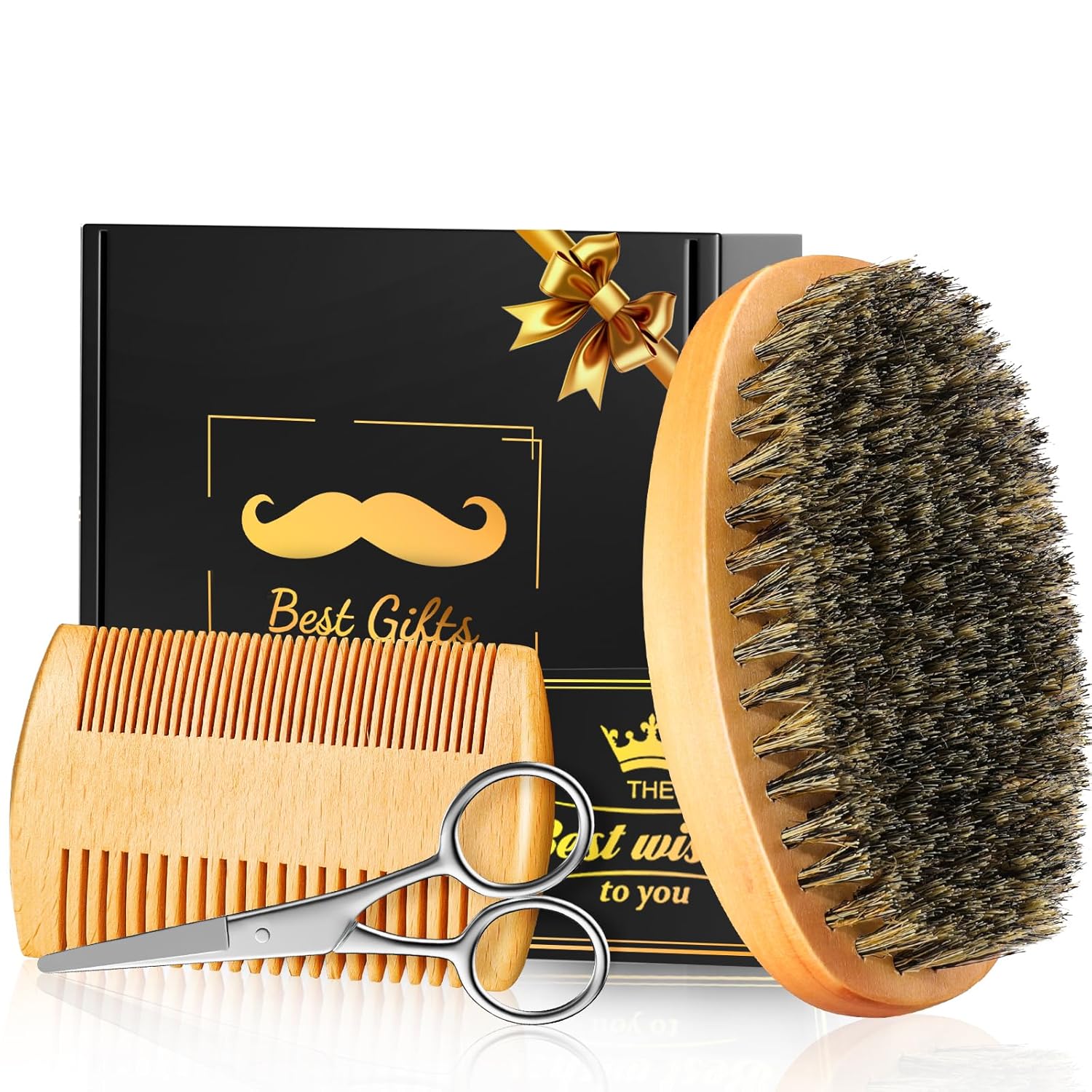 White Elephant Gifts Christmas Stocking Stuffers for Adults Men, Beard Brush Beard Comb for Men Husband Boyfriend Him Dad, Mens Self Care Birthday Valentine’s Day Gifts, Grooming Travel kit