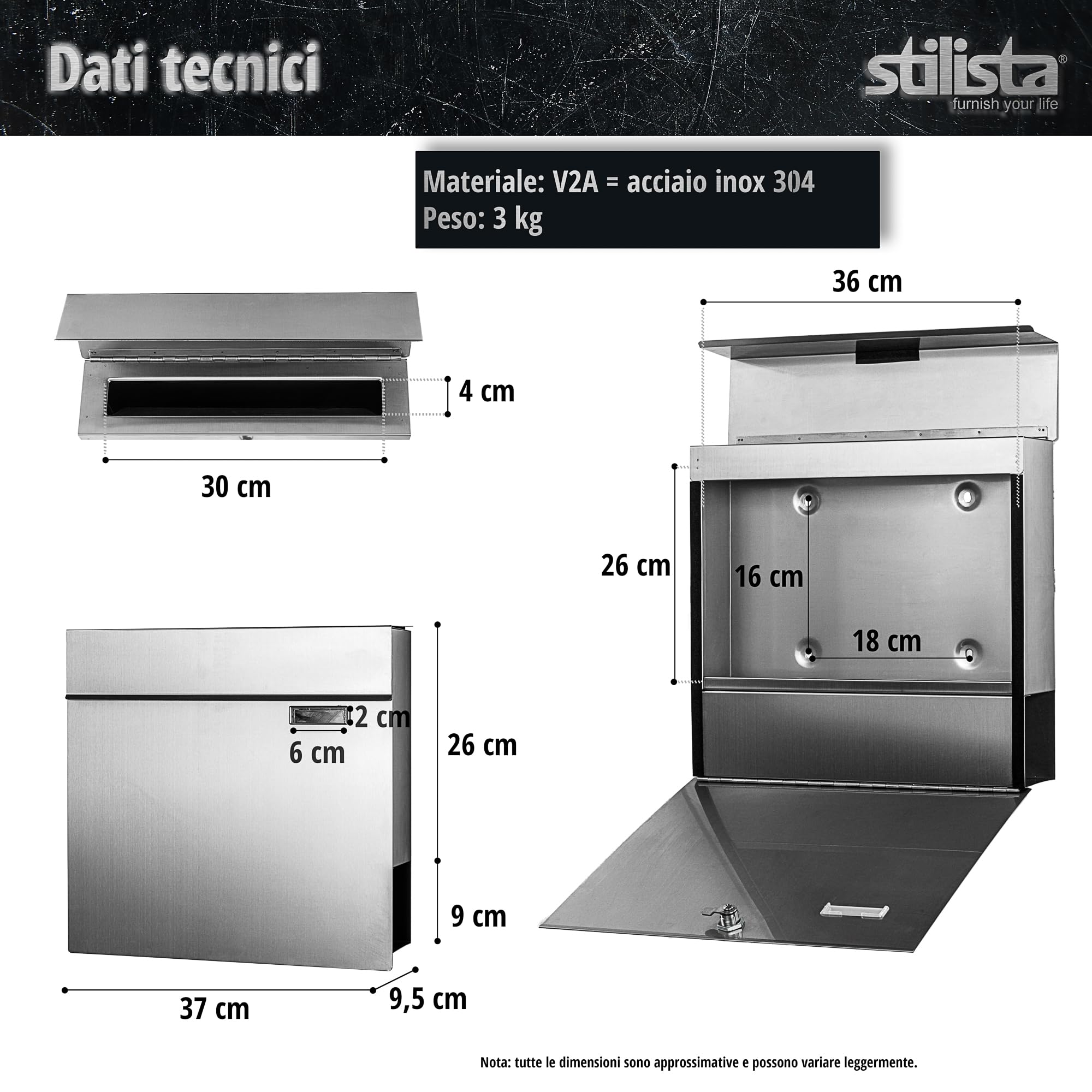 Metzler Esclusiva Cassetta Delle Lettere In Bianco Con Scomparto
