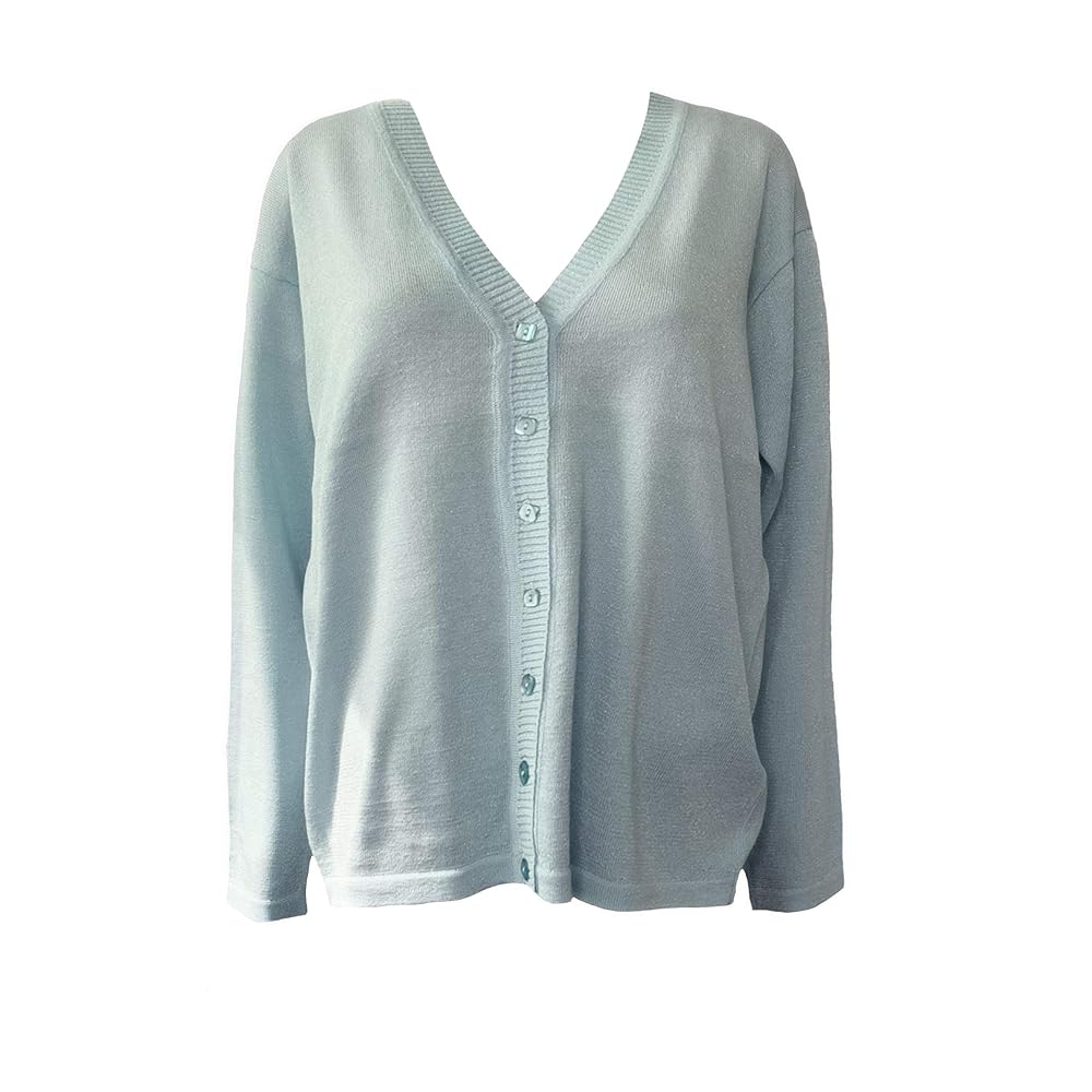 Women's Button Down Glitter Metallic Cardigan (S, P. Blue