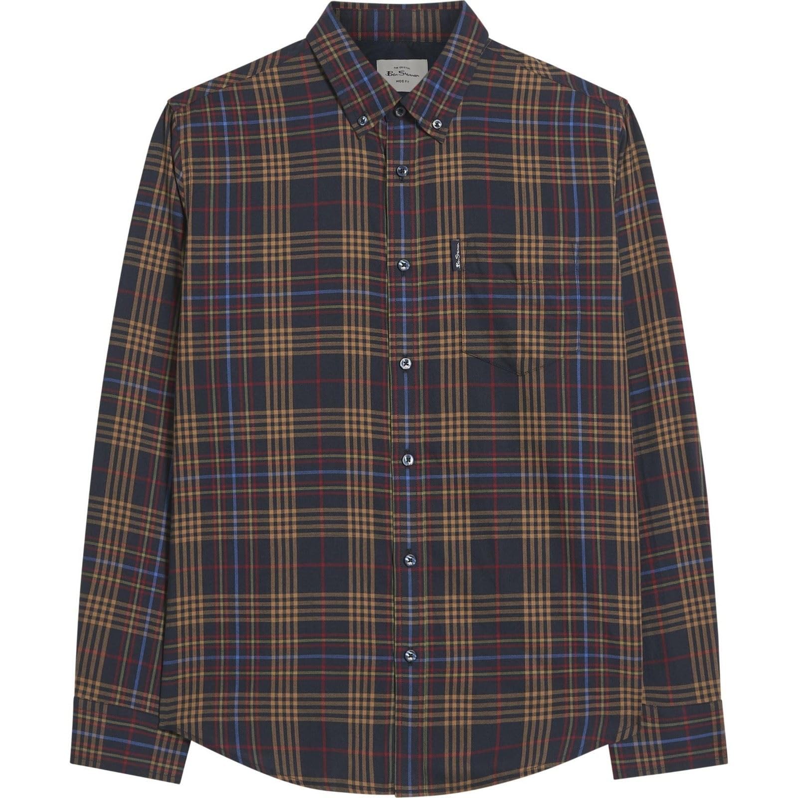 Ben Sherman Multi Check Long Sleeve Shirt for Men in Dark Navy, 3XL
