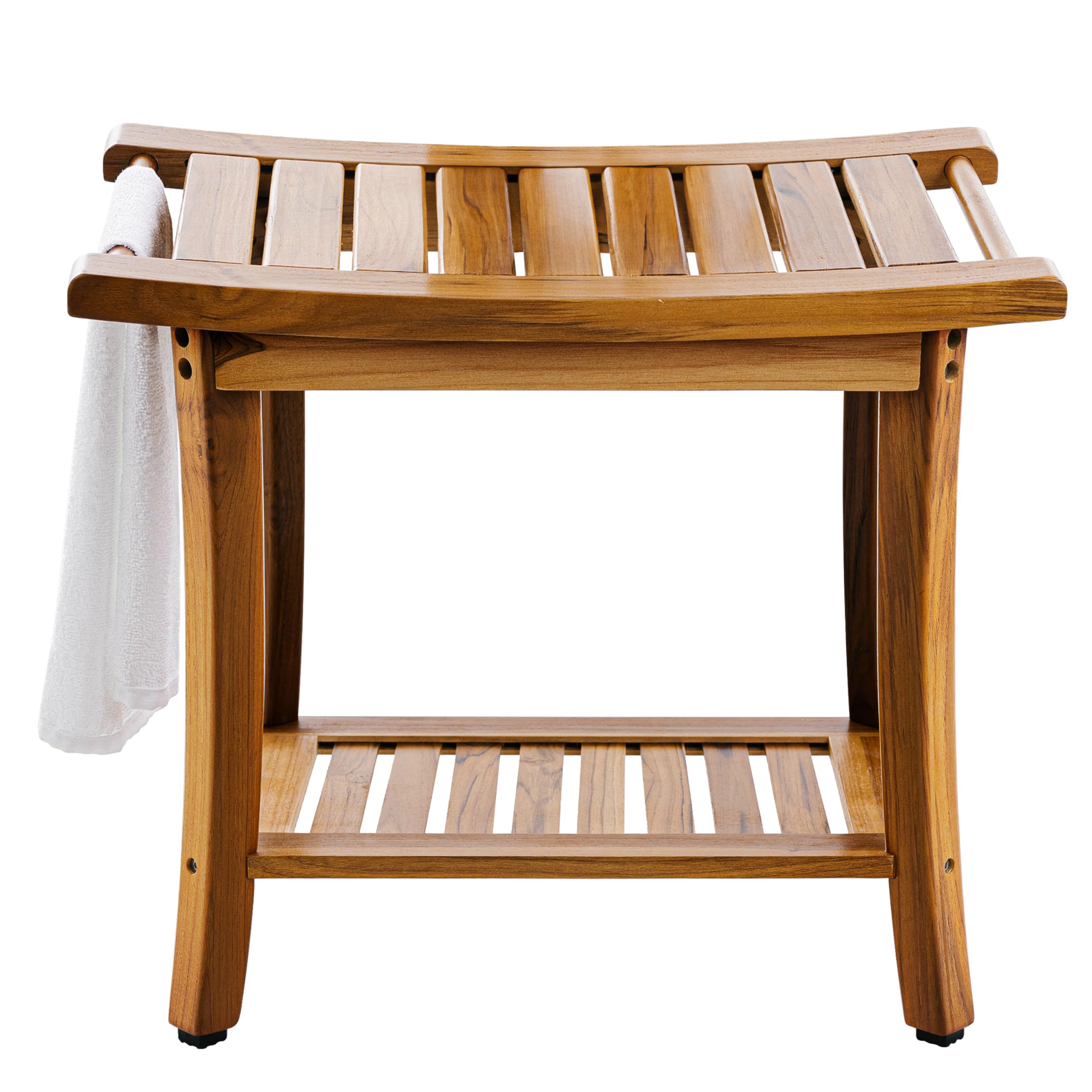 Premium Teak Shower Bench Seat with Handles AB & Co GROUP, Portable ...