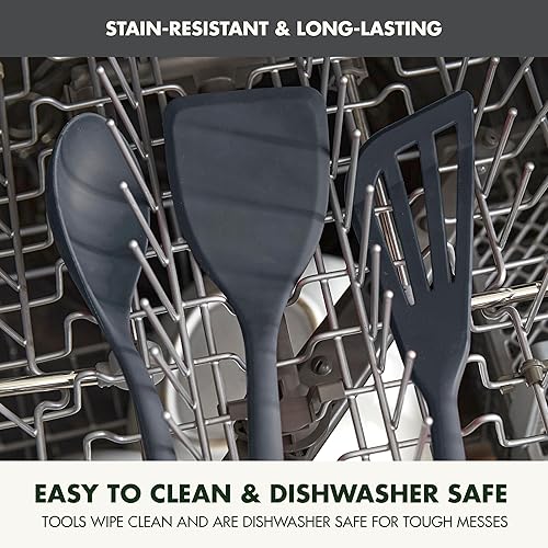 Miniatura 7 de GreenPan Espátula de silicona sólida, utensilios de cocina de cocina giratorios, utensilios de cocina antiadherentes de goma flexible, núcleo de