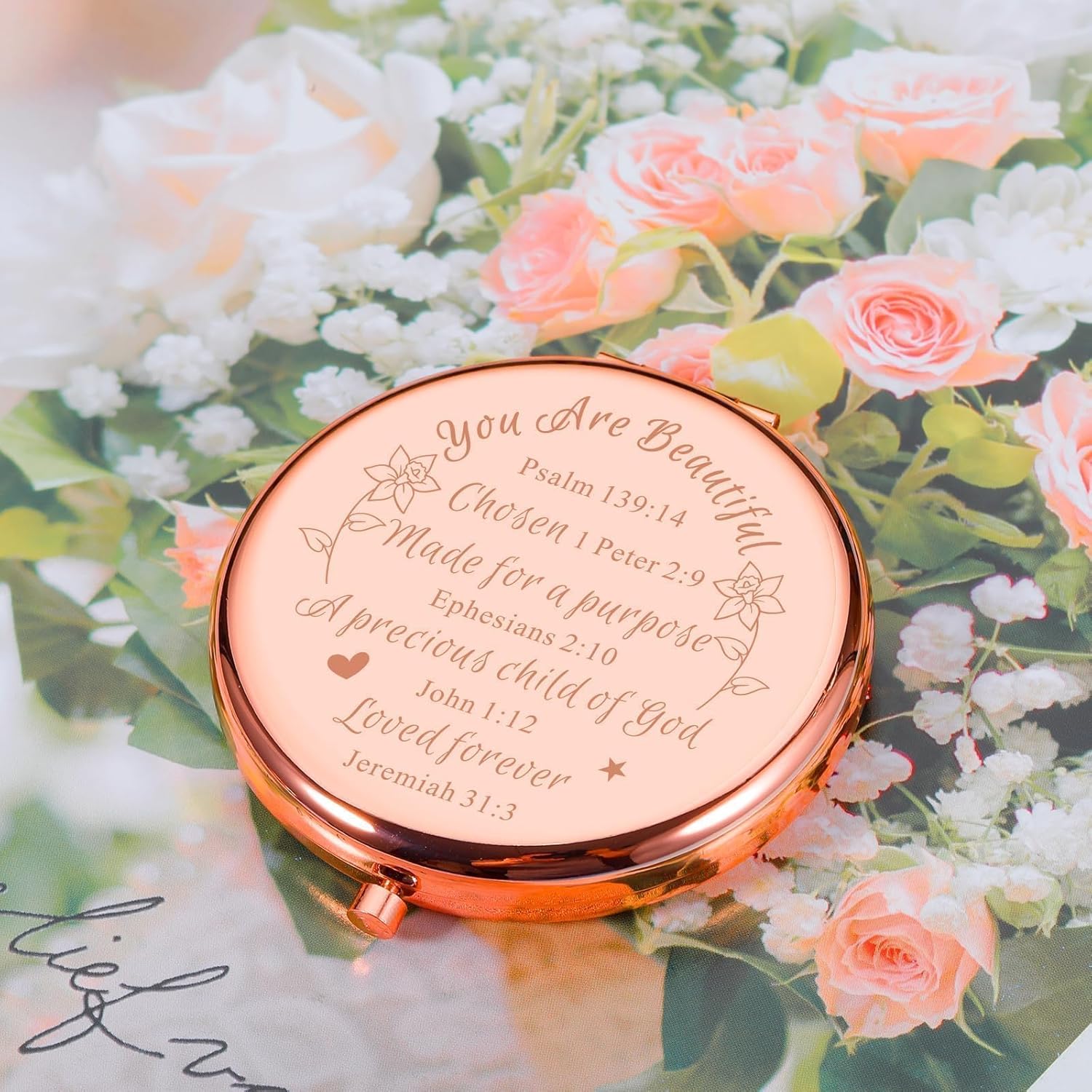 Christian Gifts for Teen Girls Women Baptism Gifts for Teen Girls College Religious Bible Verse Inspirational Christmas Confirmation Gifts for Daughter Friend Girlfriend Compact Mirror Makeup Mirror - Image 4