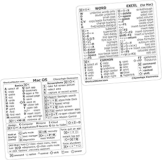 SYNERLOGIC Mac OS (M1+Intel) + Word/Excel (for Mac) Quick Reference Guide Keyboard Shortcut Stickers - for M1 or Intel MacBook/iMac/Mac Mini, Vinyl, Clear