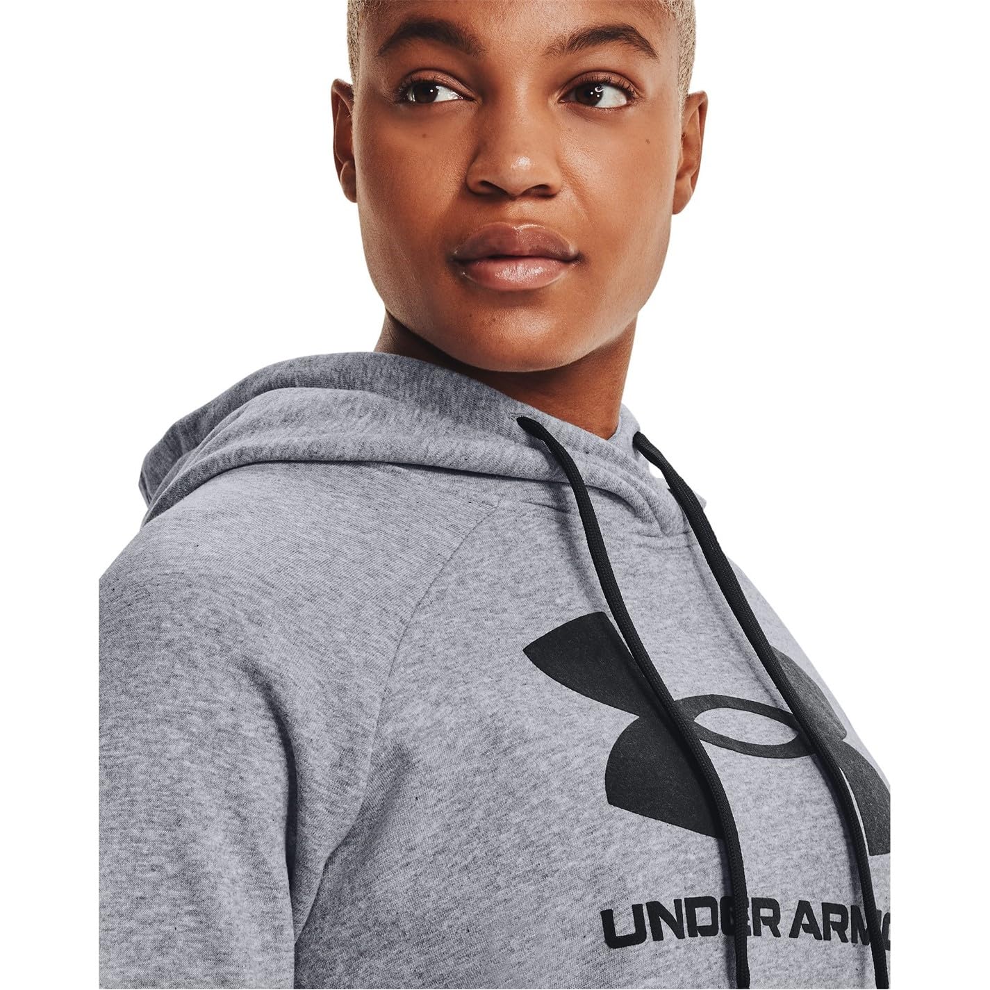 Under Armour Rival Fleece Logo Hoodie, Sudadera Mujer, Acero Jaspeado Medio/negro/negro (035), XS