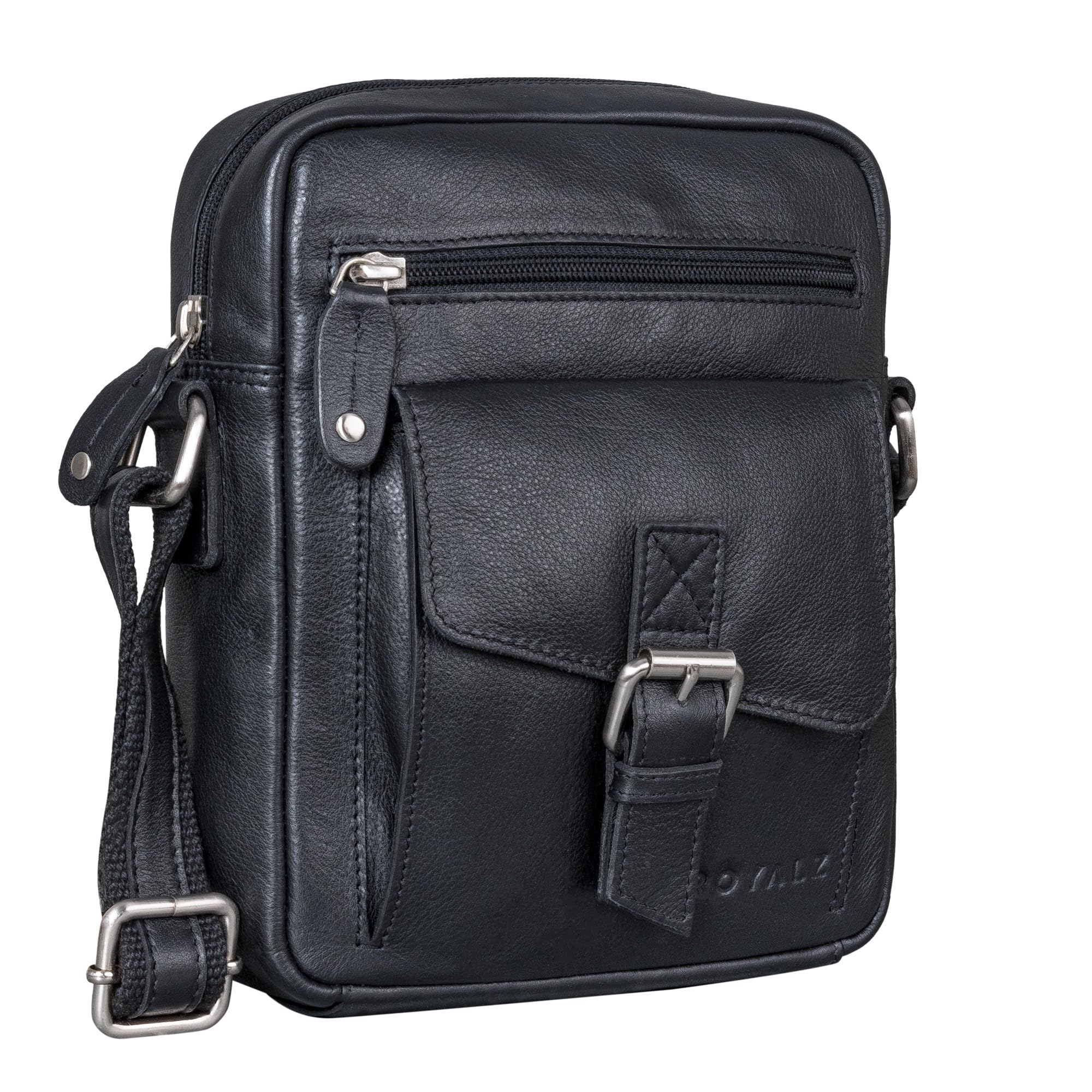ROYALZ 'Knoxville' Piccola Borsa in Pelle Vintage da Uomo Borsa a Tracolla Vintage Mini Messenger