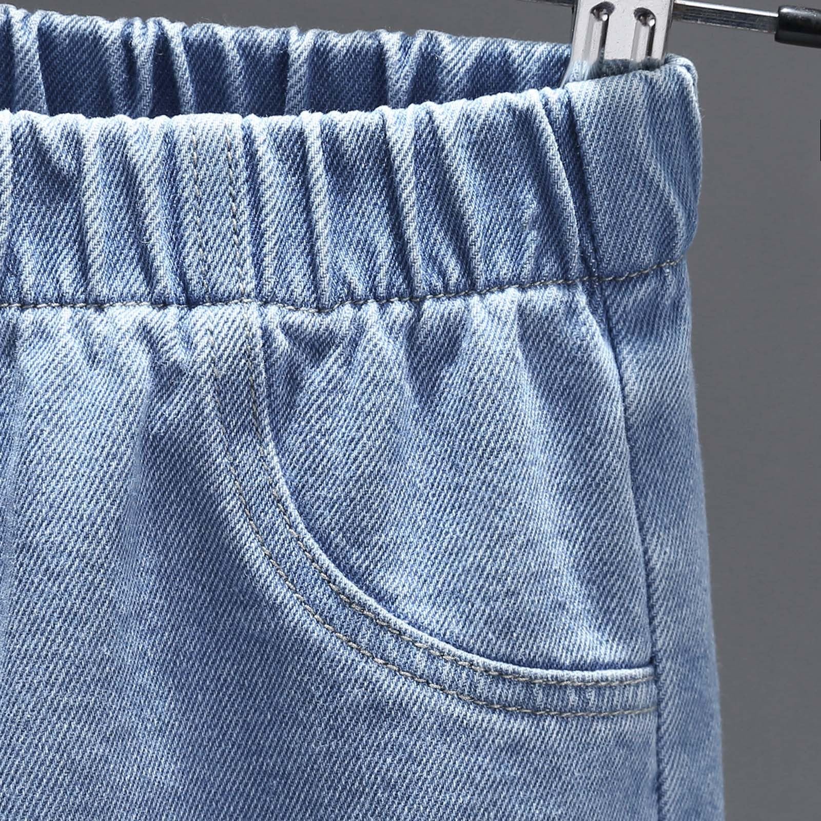 Kurze Baggy Jeans Jungs - Shorts Jungen, Jogginghose Kinder, LäSsige, Lockere Shorts - Jeans für Jungen Mit Weitem Bein Und Taschen geeignet für Reisen Im Freien Und Zum TäGlichen Tragen.