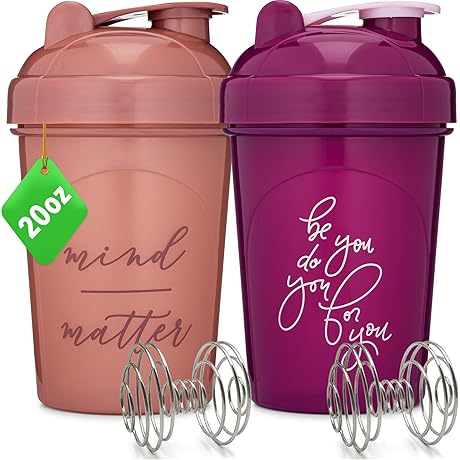 GOMOYO 2-Pack 20-Ounce Motivational Workout Drink Shaker Bottles