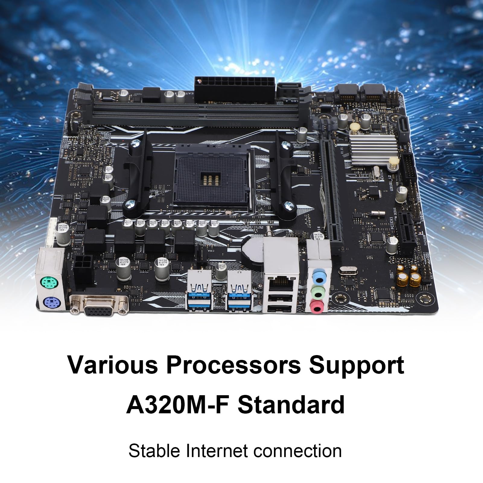 Placa Base A320M F Micro ATX, Zócalo AM4 Compatible con APU Ryzen R3 R5 R7 Athlon de Primera, Segunda y Tercera Generación, 2 Ranuras DIMM DDR4 de hasta 32 GB a 3200 MHz