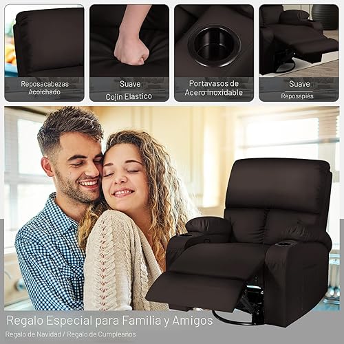 Miniatura 7 de Silla reclinable mecedora, silla reclinable de masaje con masaje por vibración y calor, sillas reclinables giratorias de 360°, sala de estar,