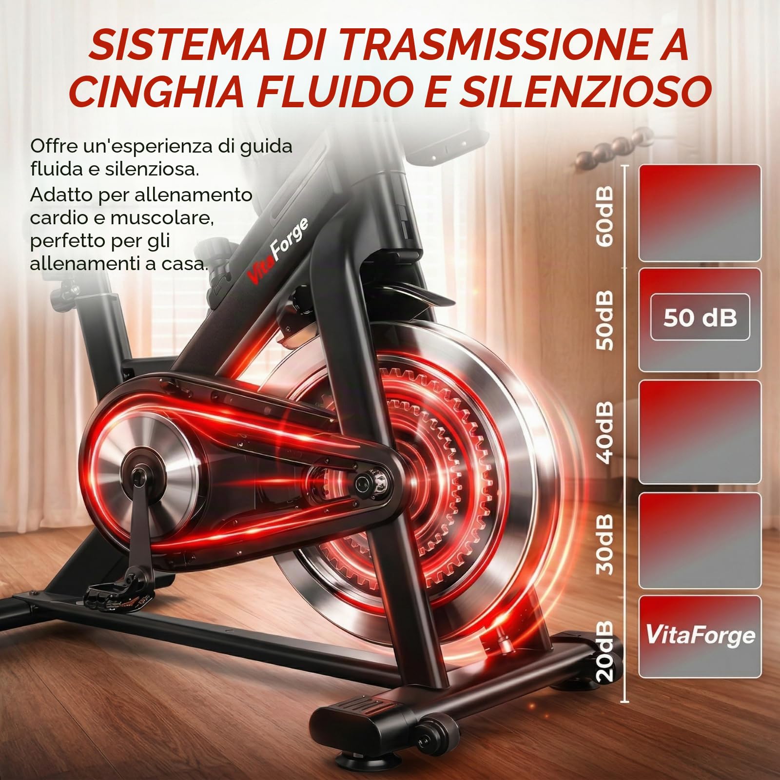 Cyclette, cyclette silenziosa per interni, per casa, con resistenza magnetica regolabile e regolazione in altezza