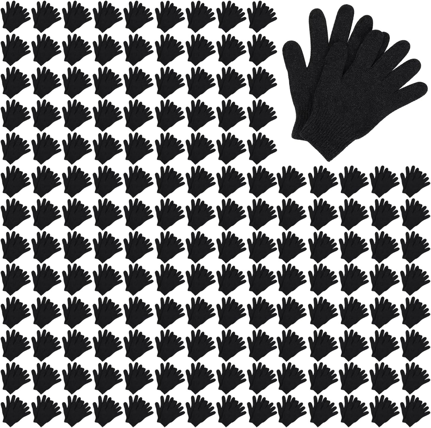 Handepo 300 Pairs Winter Magic Warm Gloves Bulk Stretchy Knit Gloves for Men Women Homeless Cold Weather Gift