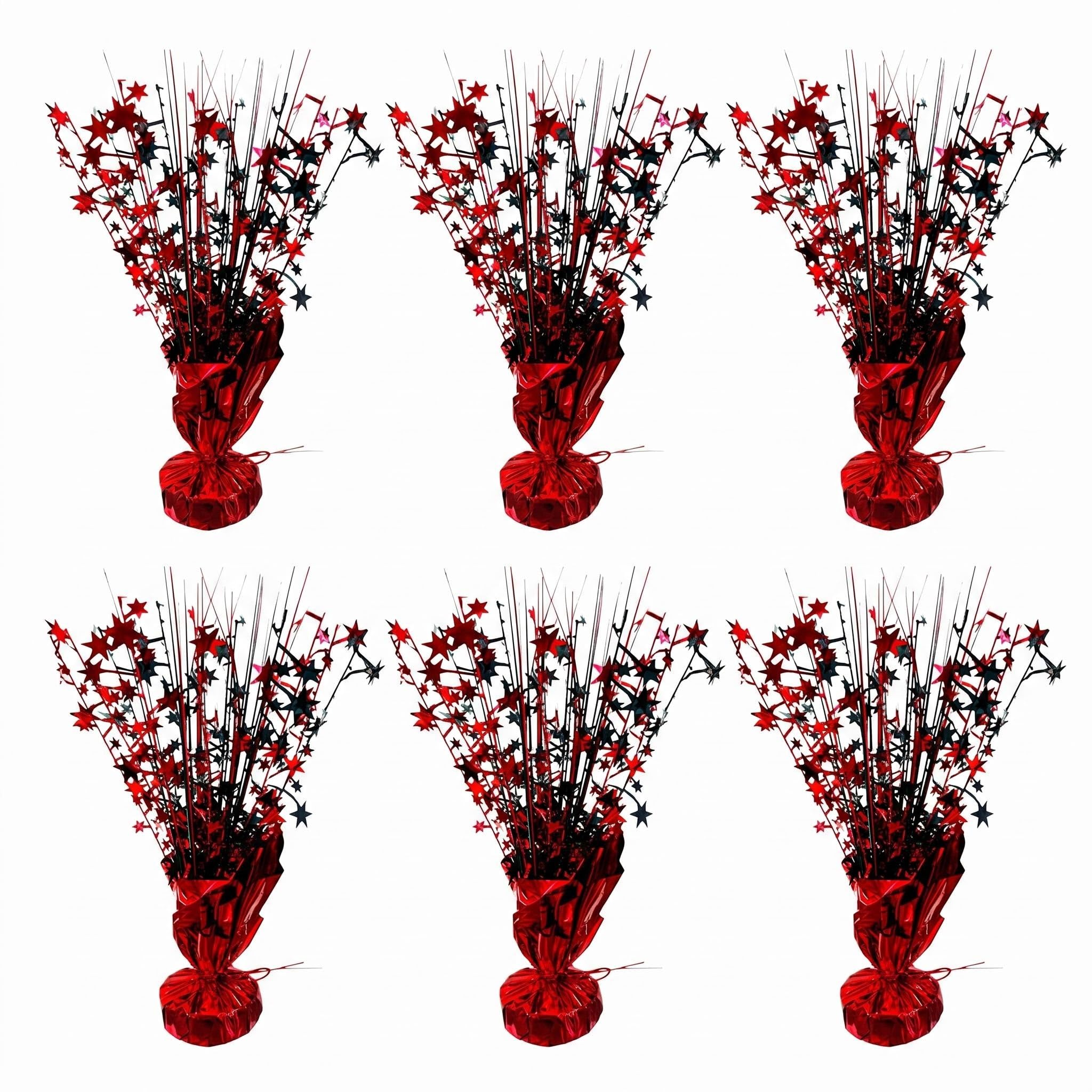 DiiWmme 6 Pack Metallic Foil Spray Centerpiece Stars,Elegant Table Decorations and Party Centerpieces for Birthday, Wedding, Anniversary, Graduation Holiday Supplies (Red and Black)