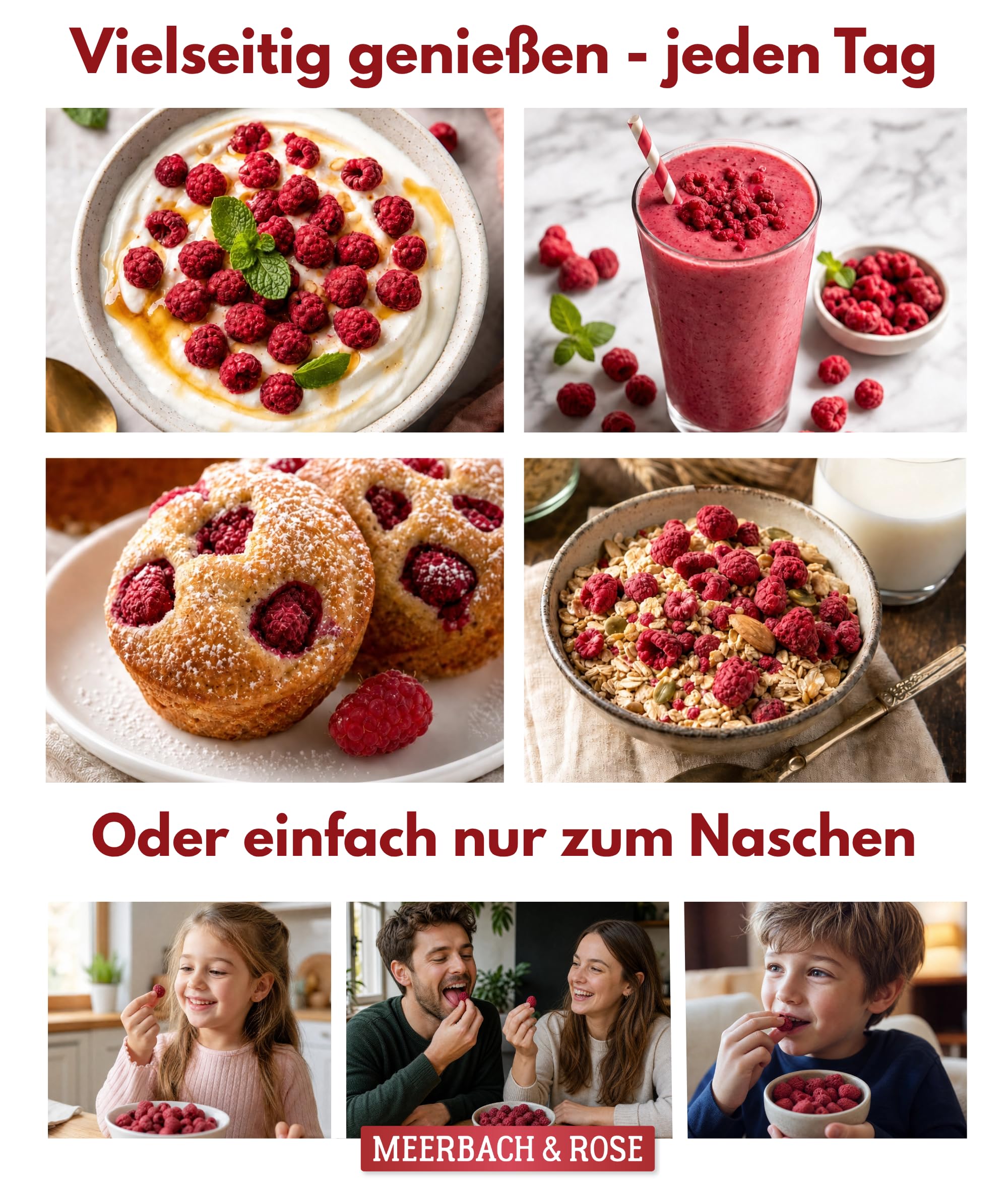 Gefriergetrocknete Himbeeren 500g – Ganze Früchte, 100% Frucht, vegan, Premium Qualität aus Deutschland