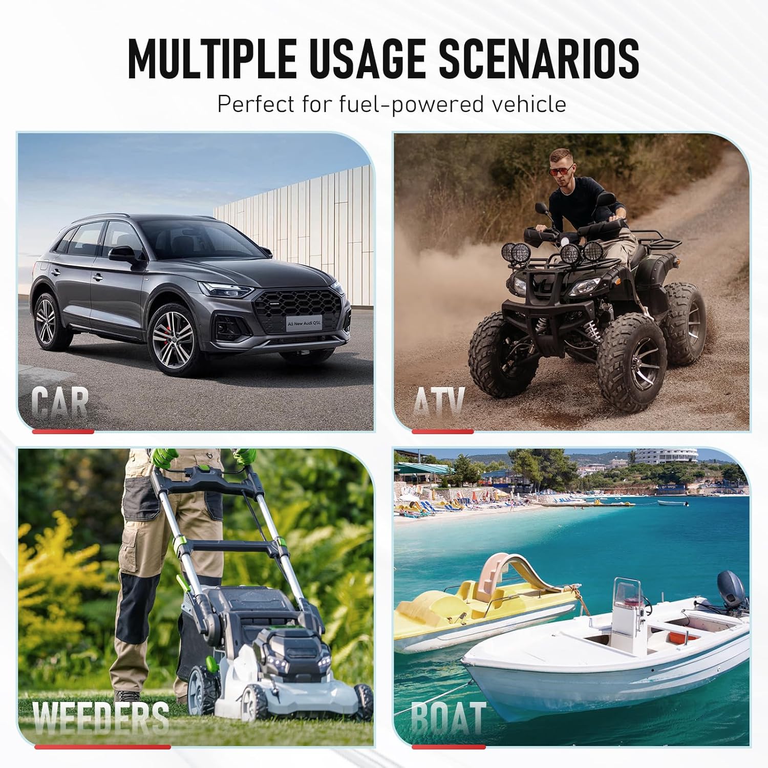 PAMBEE 15 Gallon Gas Can, Fuel Tank Container with LE Fluid Transfer Manual Siphon Pump & 10FT Hose, Portable Diesel Gas Storage Caddy with Wheels for Car, ATV, Weeder, Boat, etc., Grey