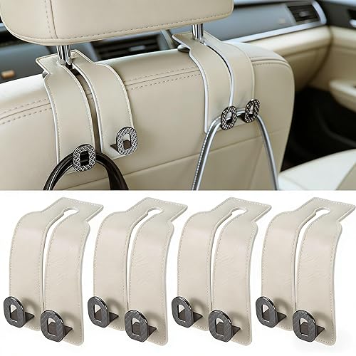 Car Headrest Hooks Universal Car Purse Hook Premium Leather and