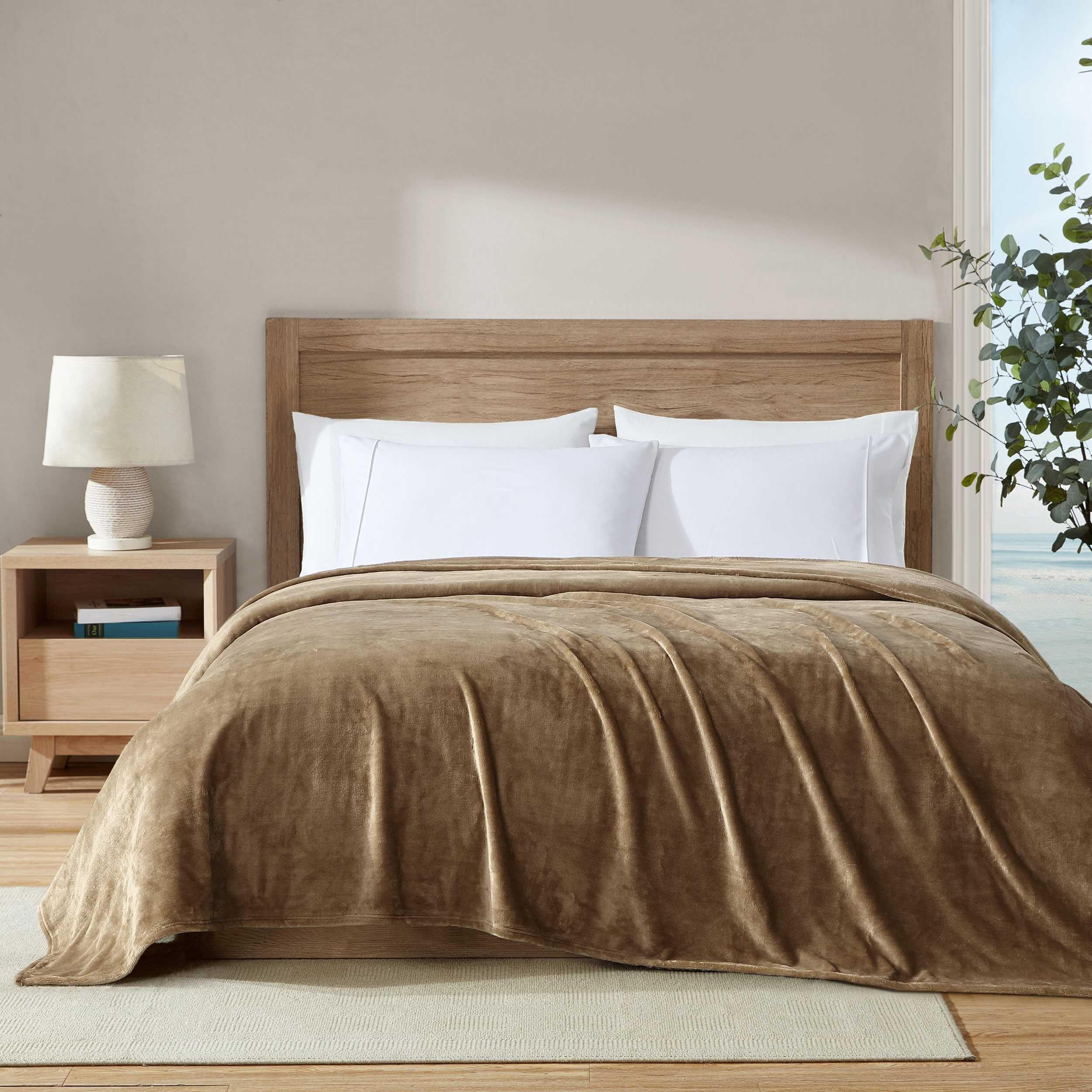 Couverture très grand lit Nautica literie de poids moyen marron luxe