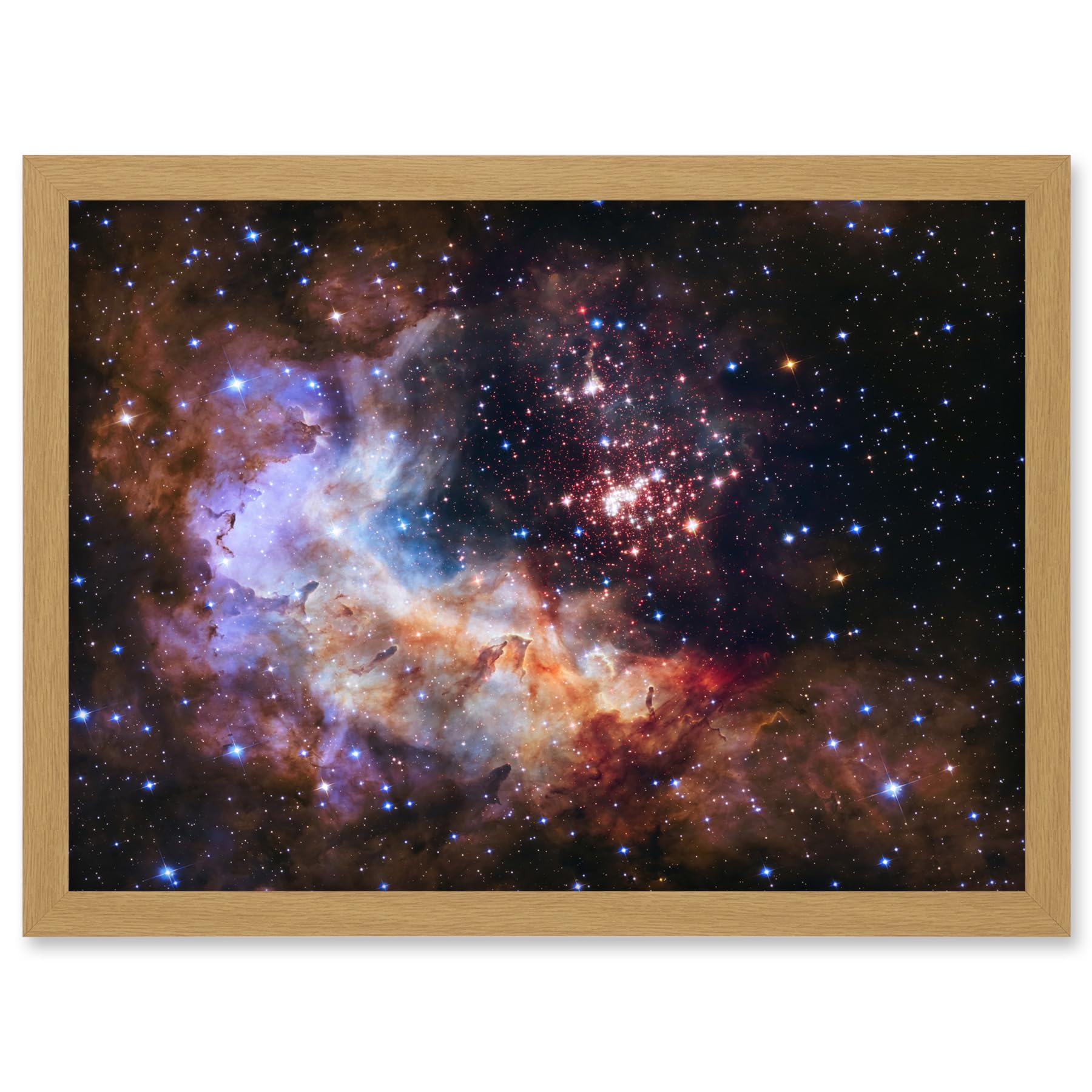 Artery8 Hubble Space Telescope Image Nasa Unveils Celestial Fireworks 25th Anniversary Giant Cluster Westerlund 2 Colourful Nebula Dust Pillars Gas Clouds Artwork Framed A3 Wall Art Print