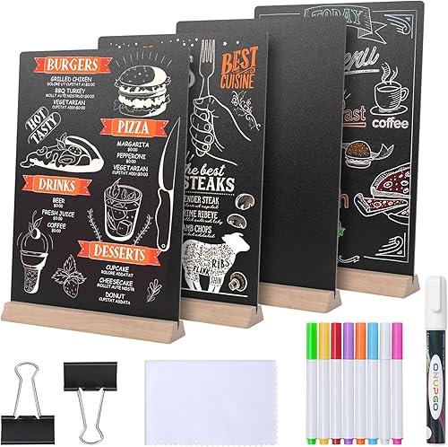 Cartel de pizarra de mesa de 8 x 12 pulgadas con soporte base, letrero de pizarra de tiza de menú, letreros de comida para tiendas, tableros de