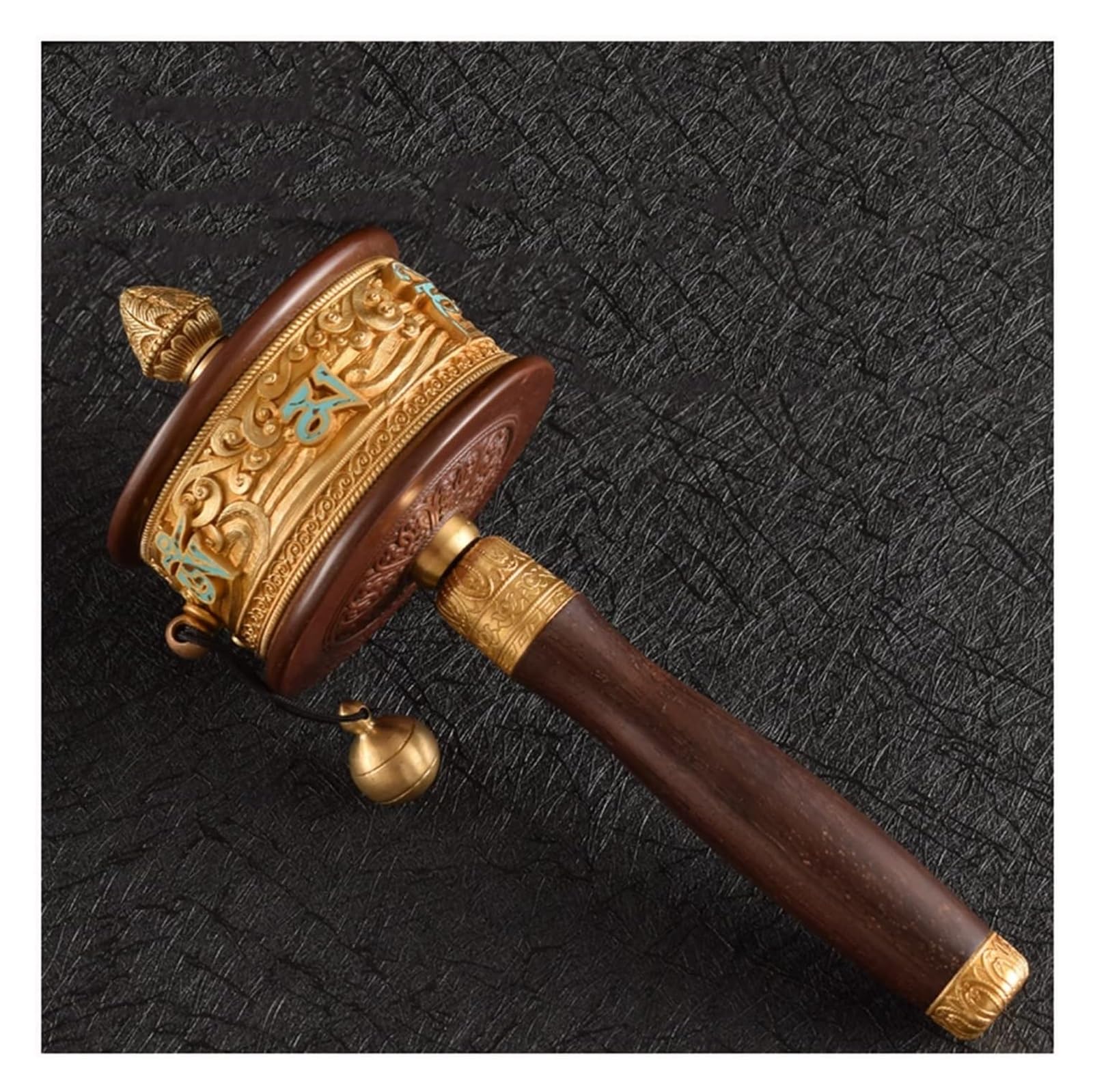 GDHKDDFL Compact portable prayer wheels, Copper Hand Held Prayer Wheel Tibetan Carving Buddhist Handheld